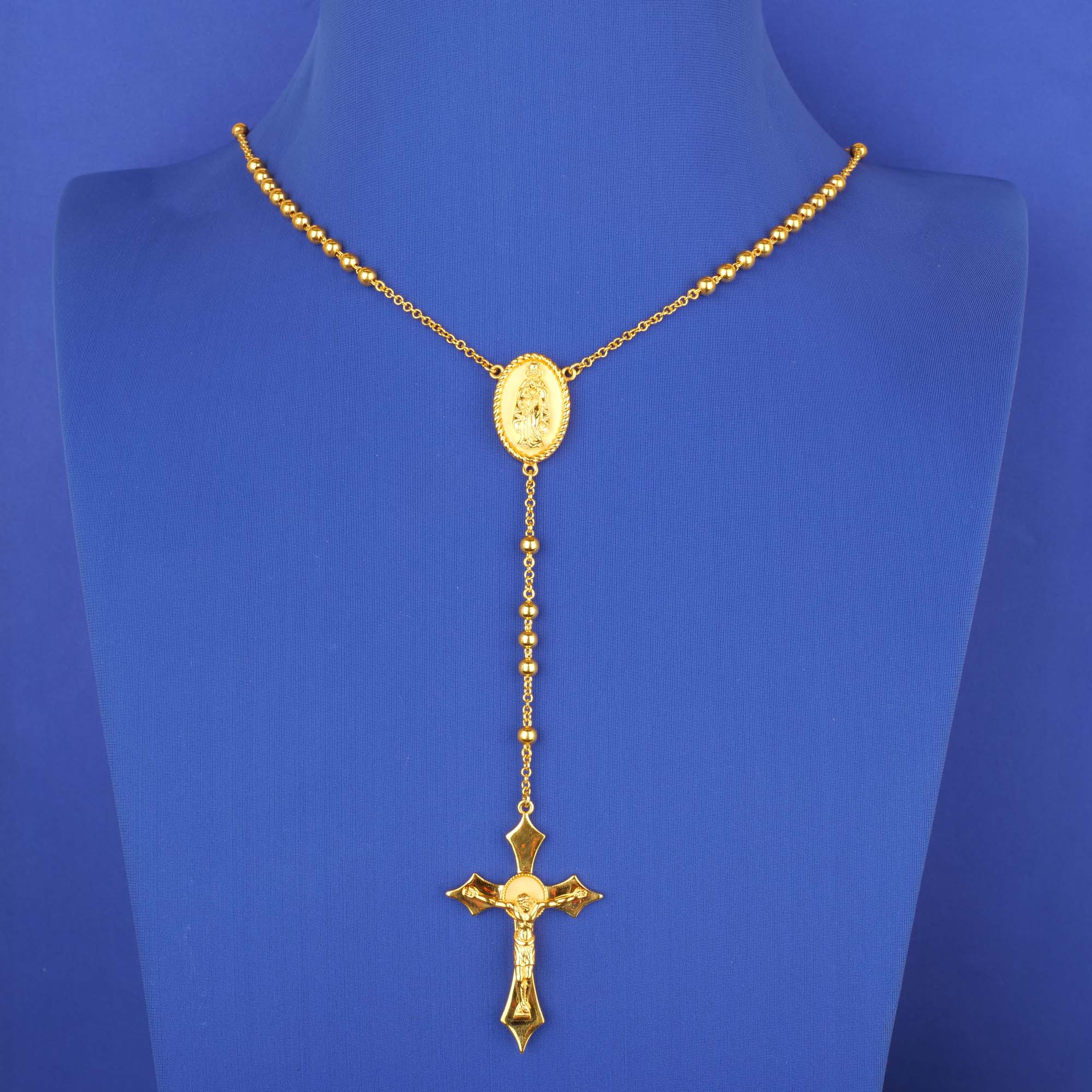 Rosary Necklace, Gold Rosary Necklaces ,Catholic Jewelry Plain Cross -  Walmart.com