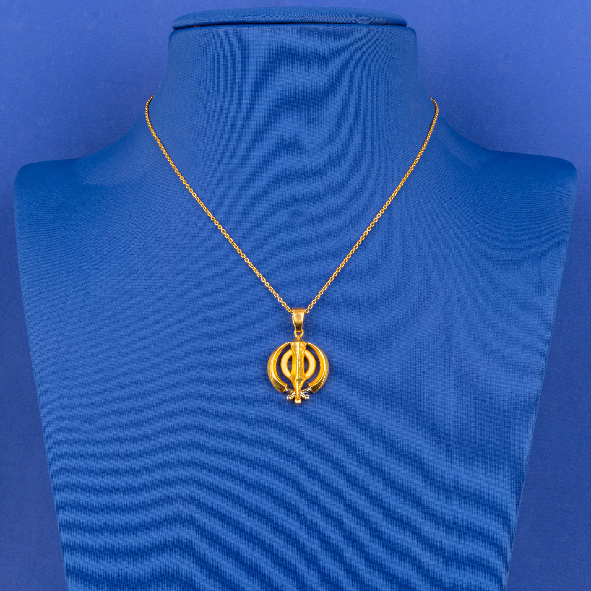 Sikh Khanda Radiance: Handmade 22K Yellow Gold Pendant (chain not included)