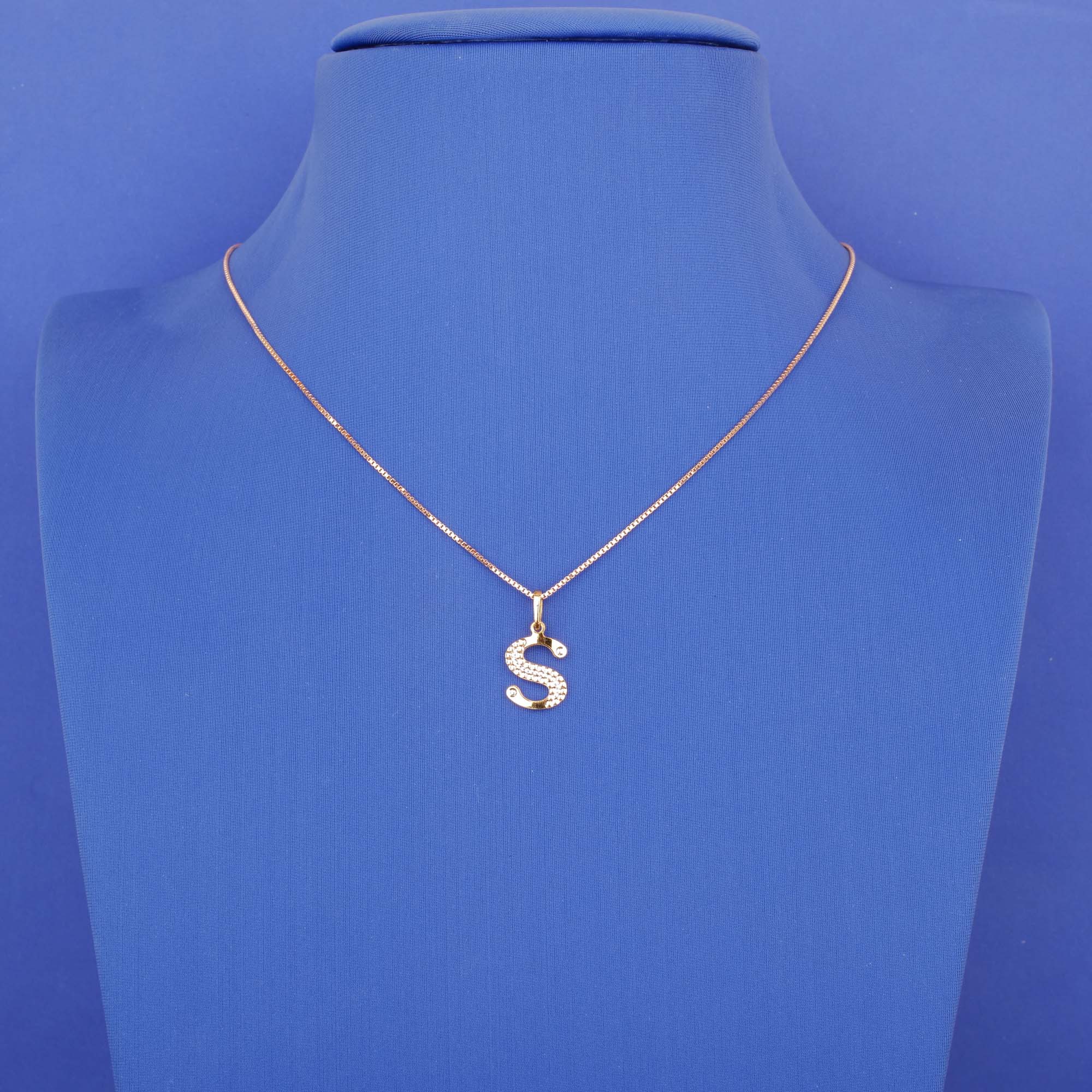 22K 'S' Tri-Color Pendant (chain not included)