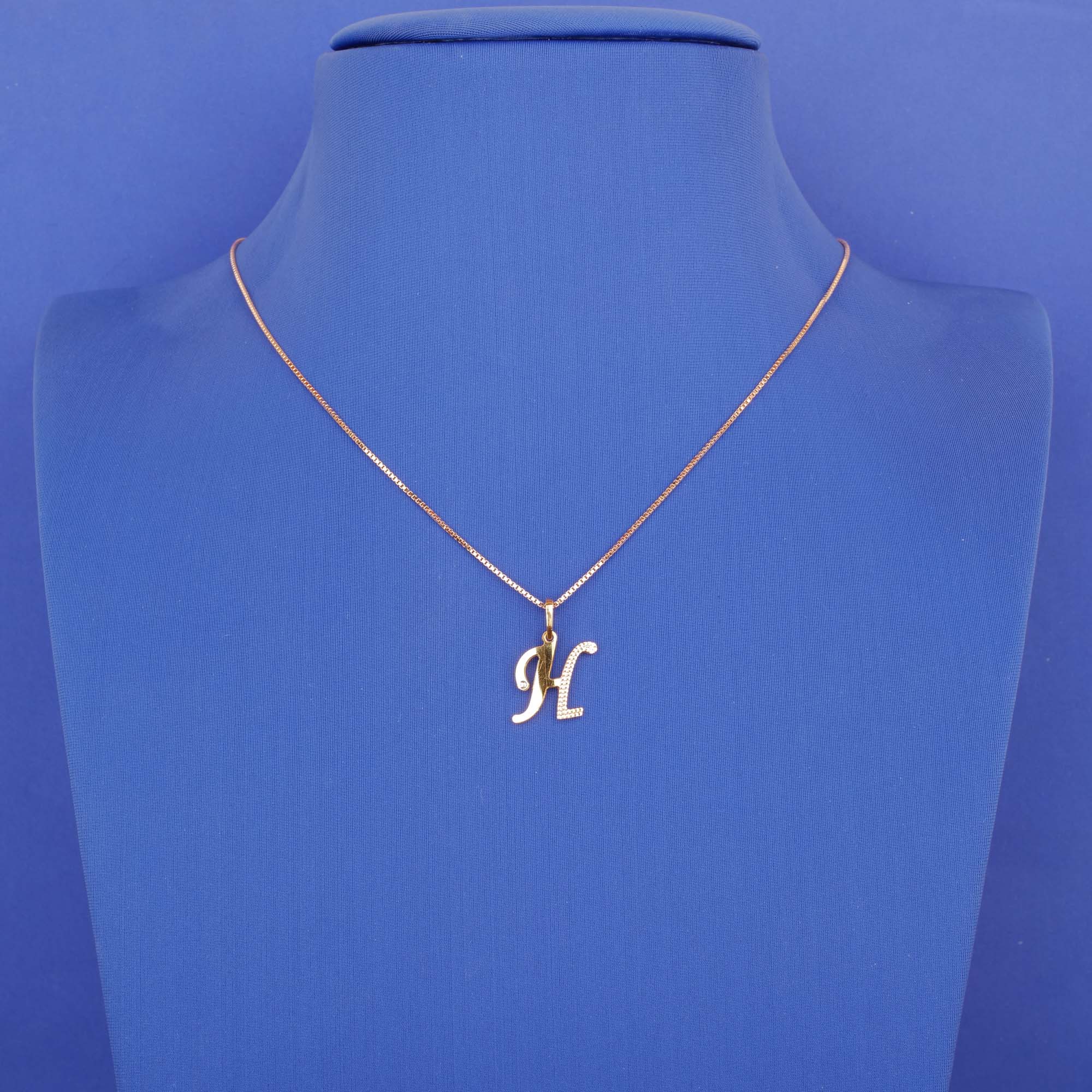 22K 'H' Tri-Color Pendant (chain not included)