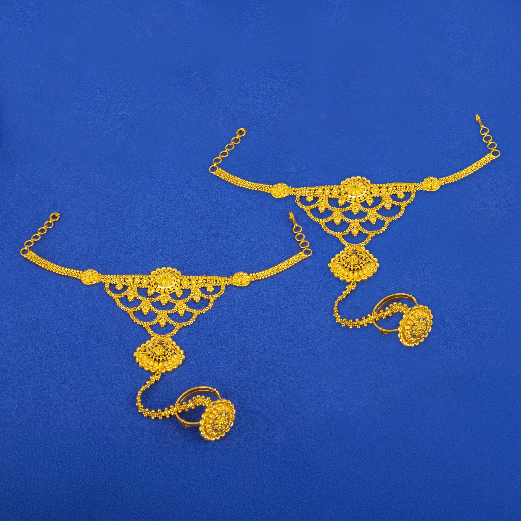 22K Gold Panja/Handchain Pair