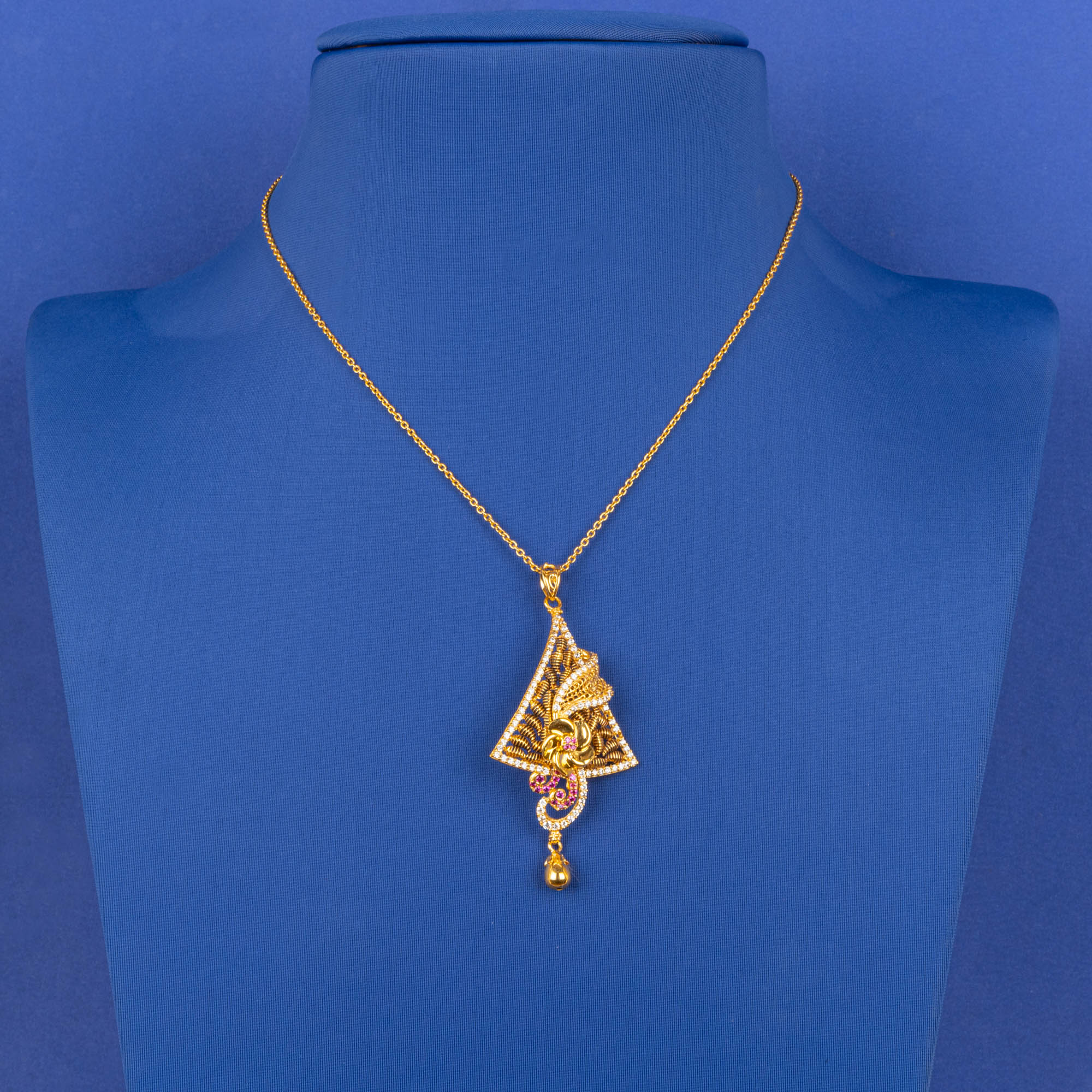 Divine Harmony: Handmade 22K Gold Cz God Pendant with Intricate Embellishments (chain not included)