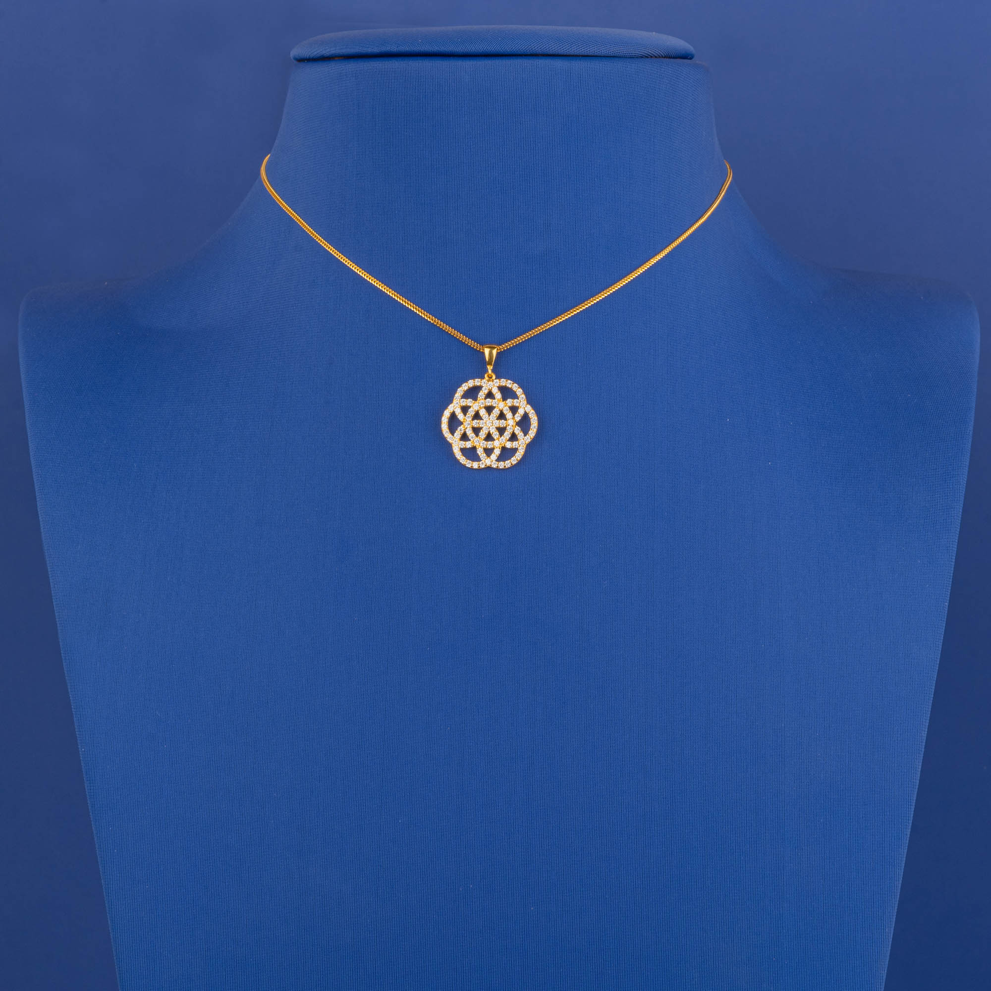 Radiant Illusion: Artisanal 22K Gold Cz Pendant (chain not included)
