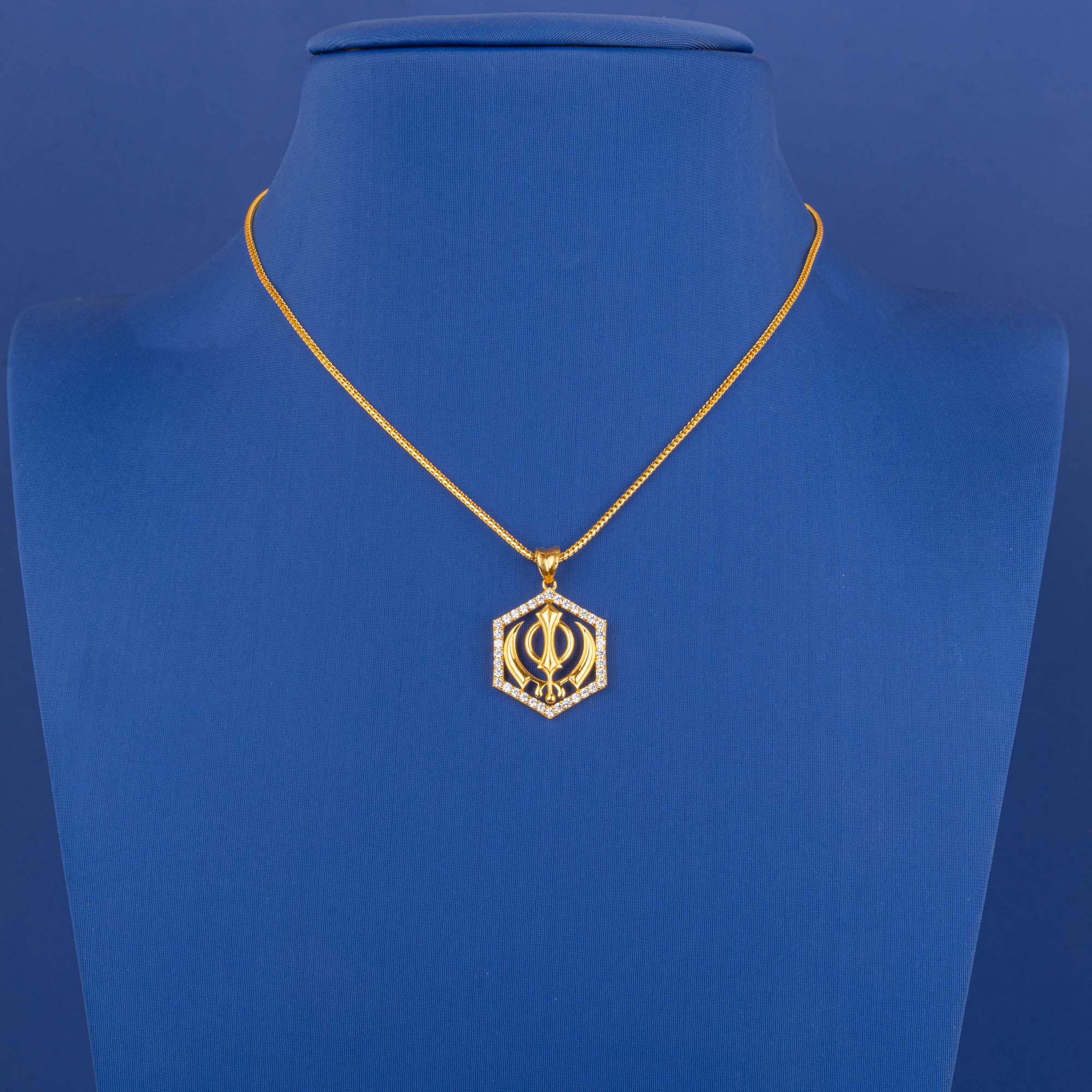 Sikh Khanda Luminary: Handcrafted 22K Yellow Gold Pendant (chain not included)
