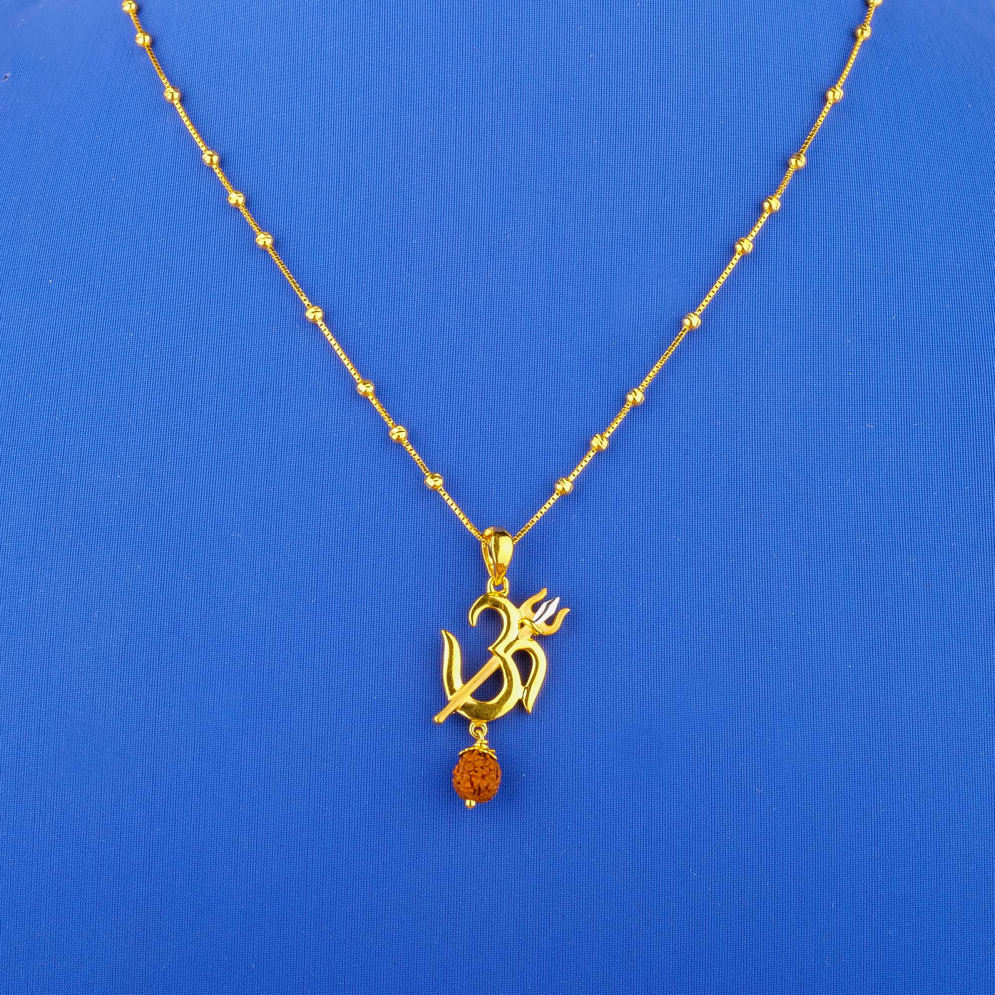 22K Gold Rudhraksh 'Om' Pendant (chain not included)