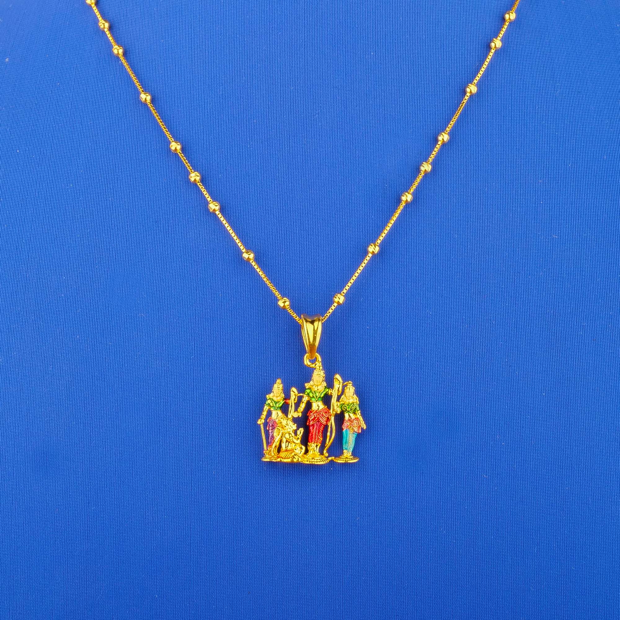 22K Minakari 'Ram Parivaar' Gold Pendant (chain not included)