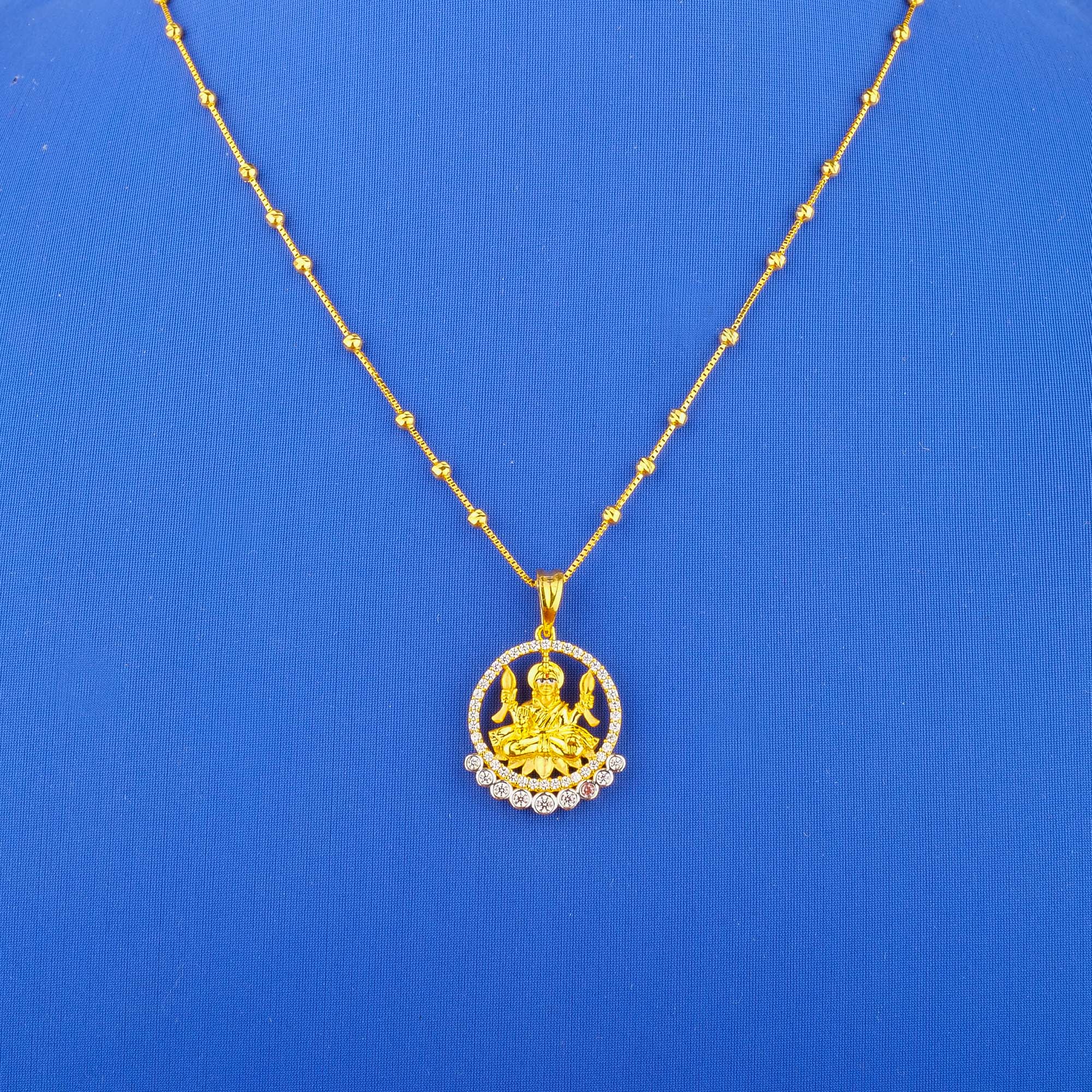 22K 'Lakshmi' Gold Cubic Zirconia Pendant (chain not included)