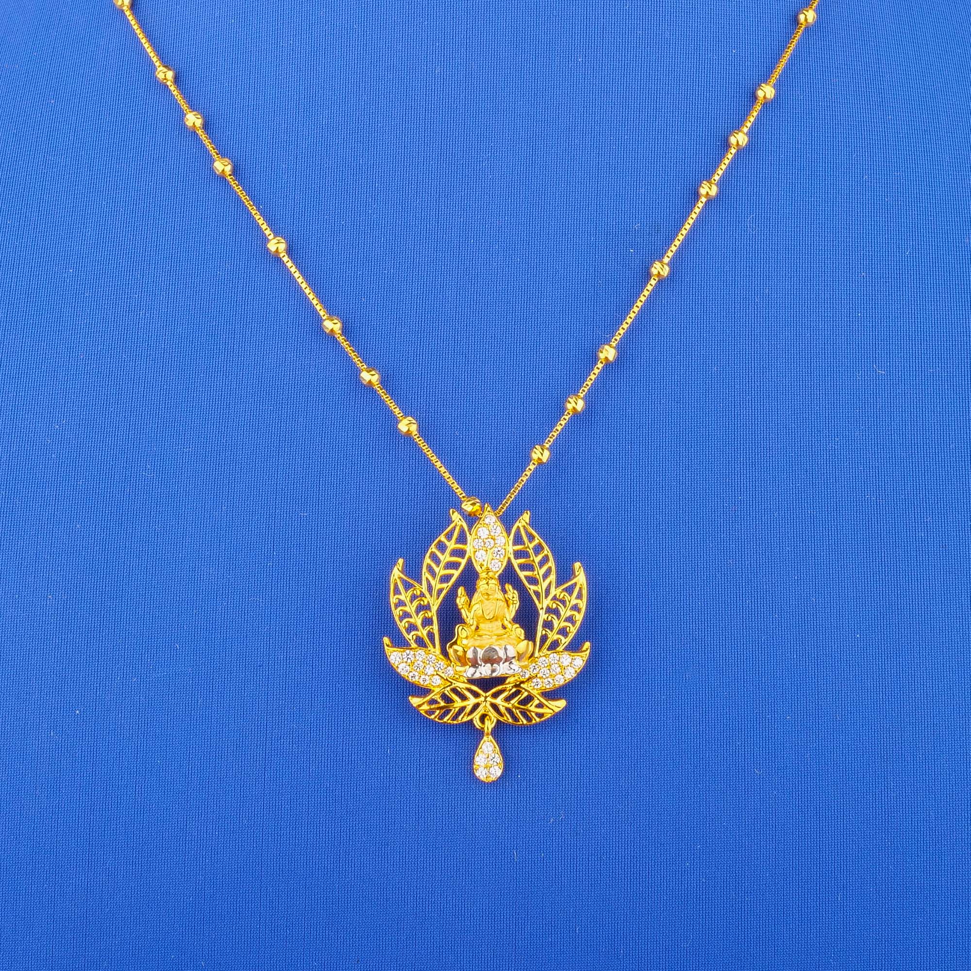 22K 'Lakshmi' Two-Tone Gold Cubic Zirconia Pendant (chain not included)