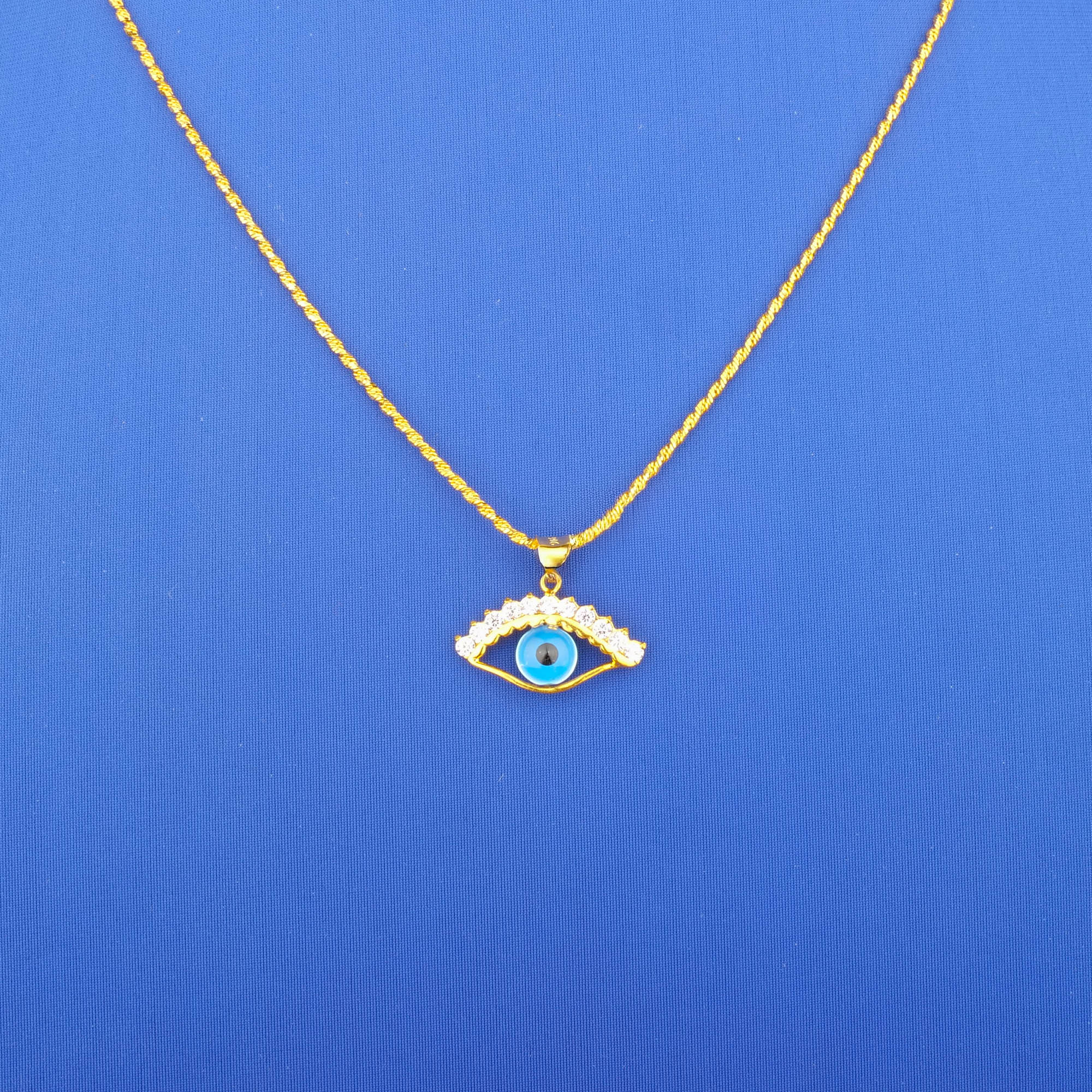 22K Minakari Gold Cubic Zirconia 'Evil Eye' Pendant (chain not included)