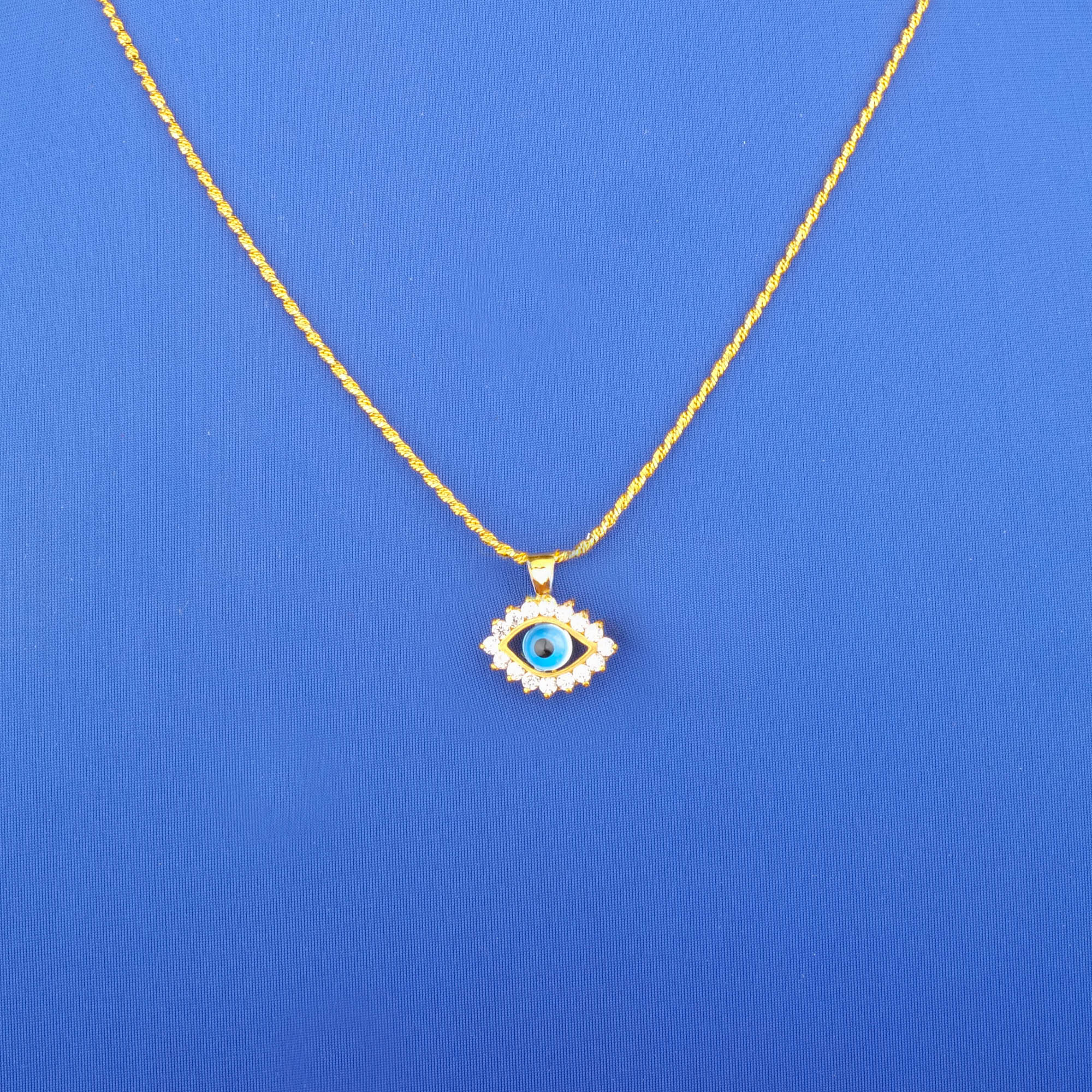 22K Minakari Gold Cubic Zirconia 'Evil Eye' Pendant (chain not included)