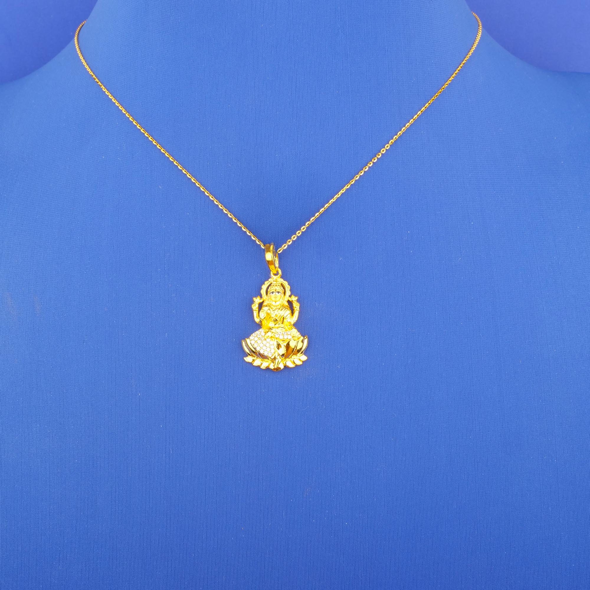 Twenty-Two Karat Gold 'Lakshmi' Cubic Zirconia Pendant (chain not included)