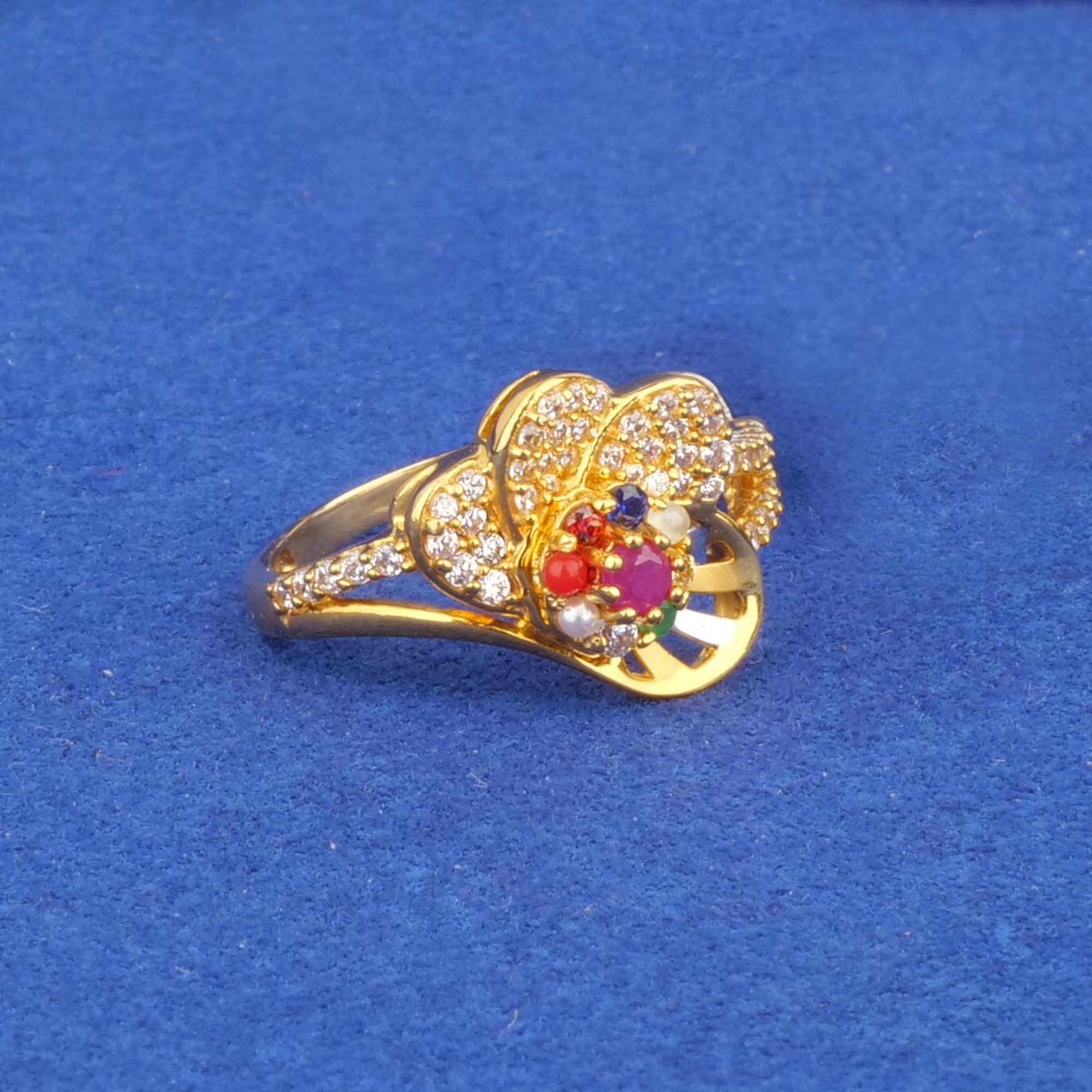 Twenty-Two Karat Gold Cubic Zirconia/ Colored Stone Ring