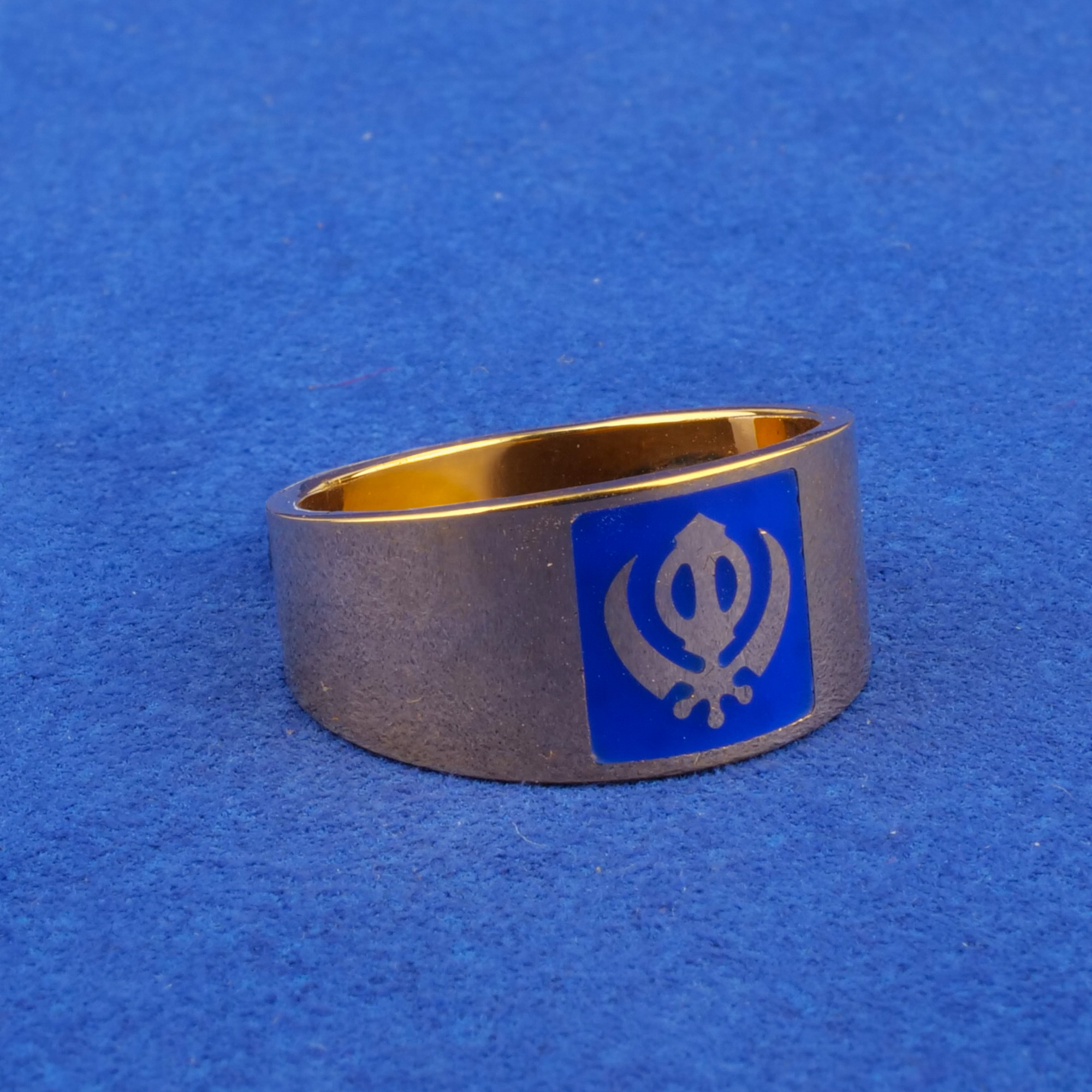 Twenty-Two Karat Gold 'Khanda' Enamel Ring