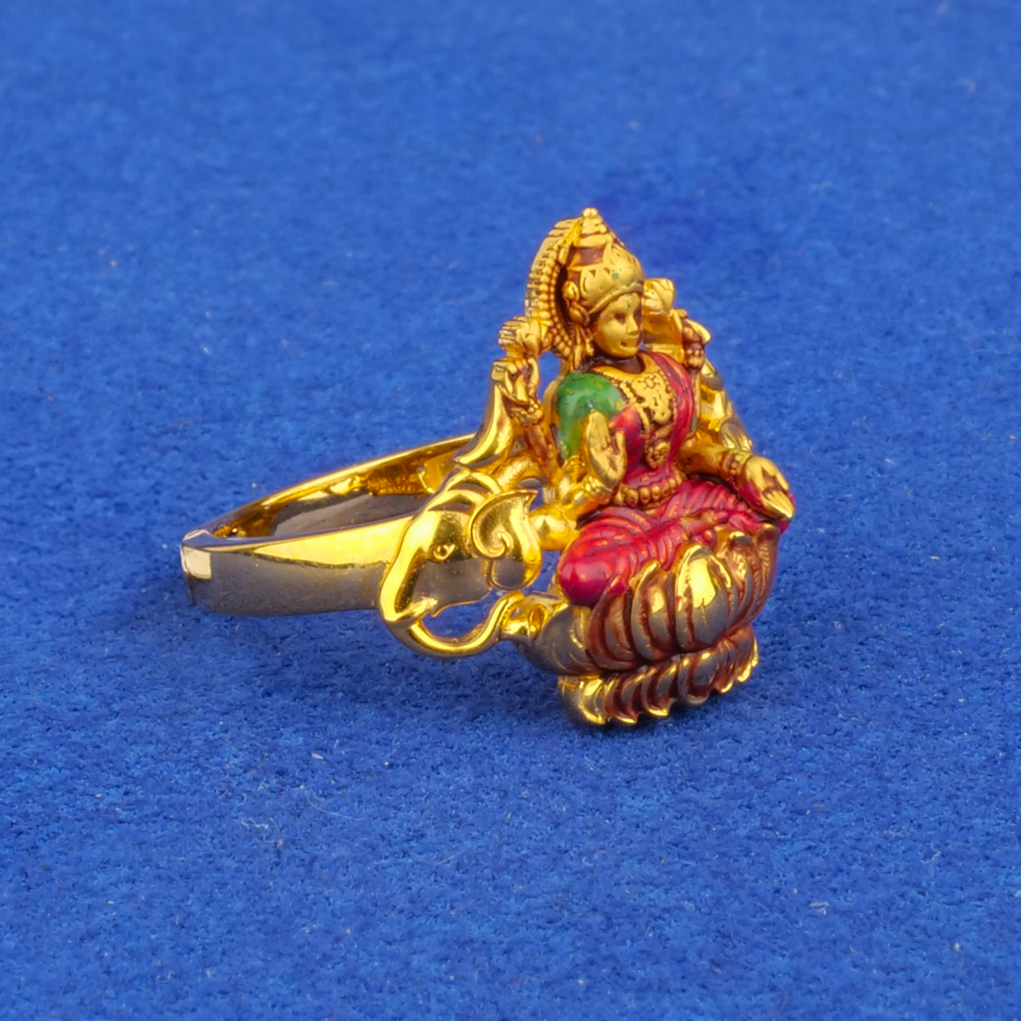 Twenty-Two Karat 'Antique' Minakari Gold 'Lakshmi' Ring