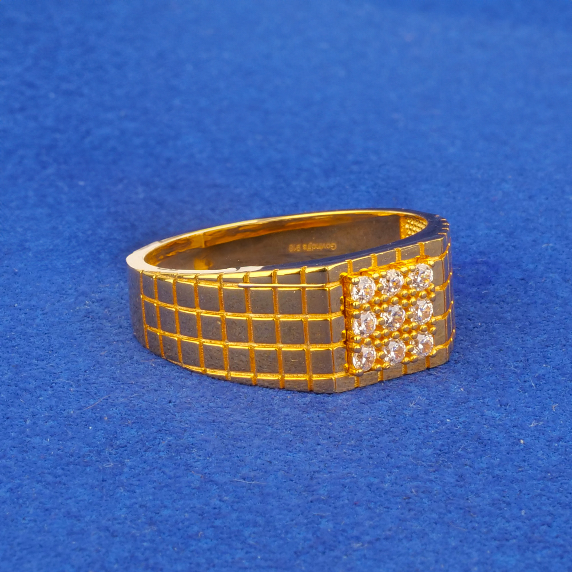 22K Gold Cubic Zirconia Men's Ring