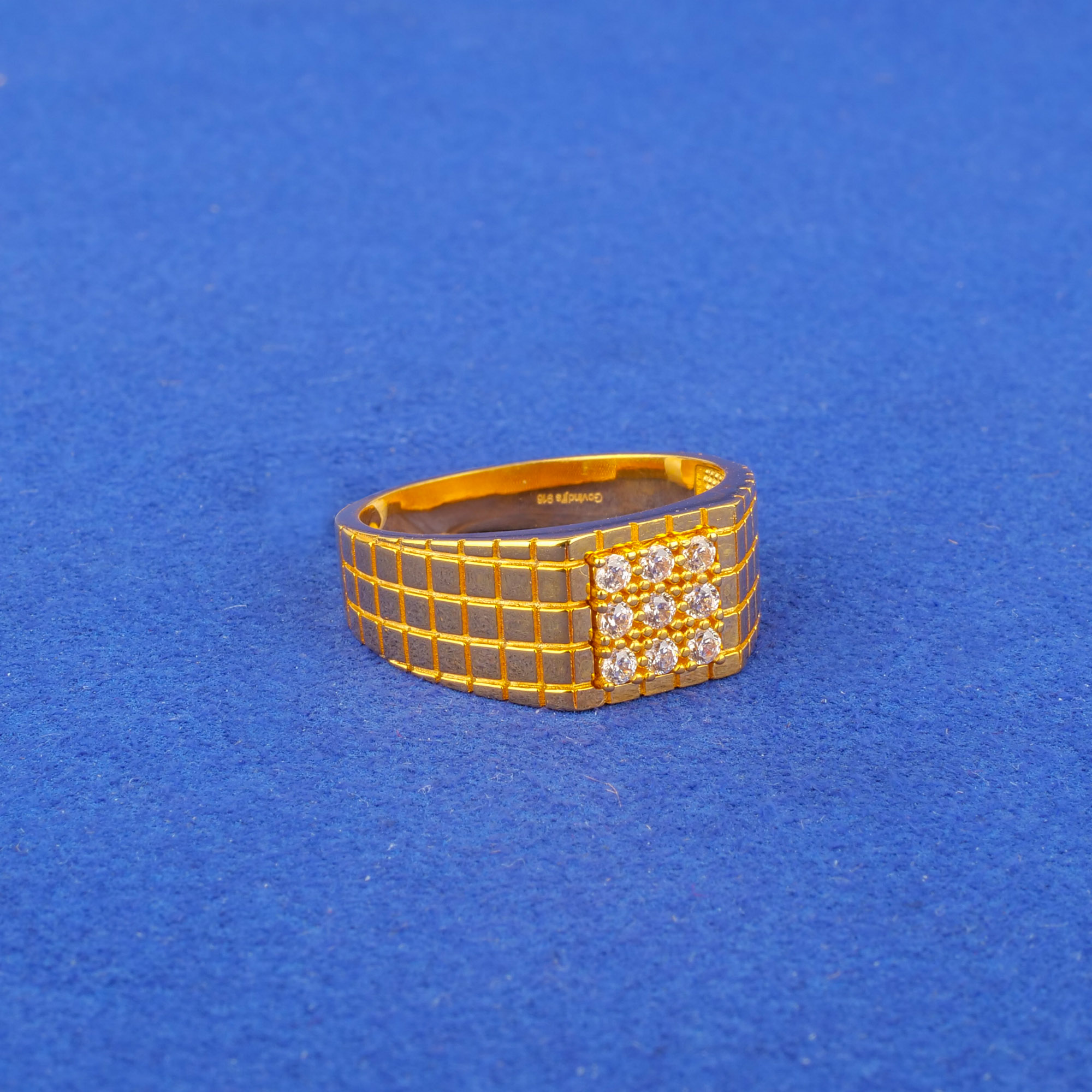 Twenty-Two Karat Gold Cubic Zirconia Men's Ring