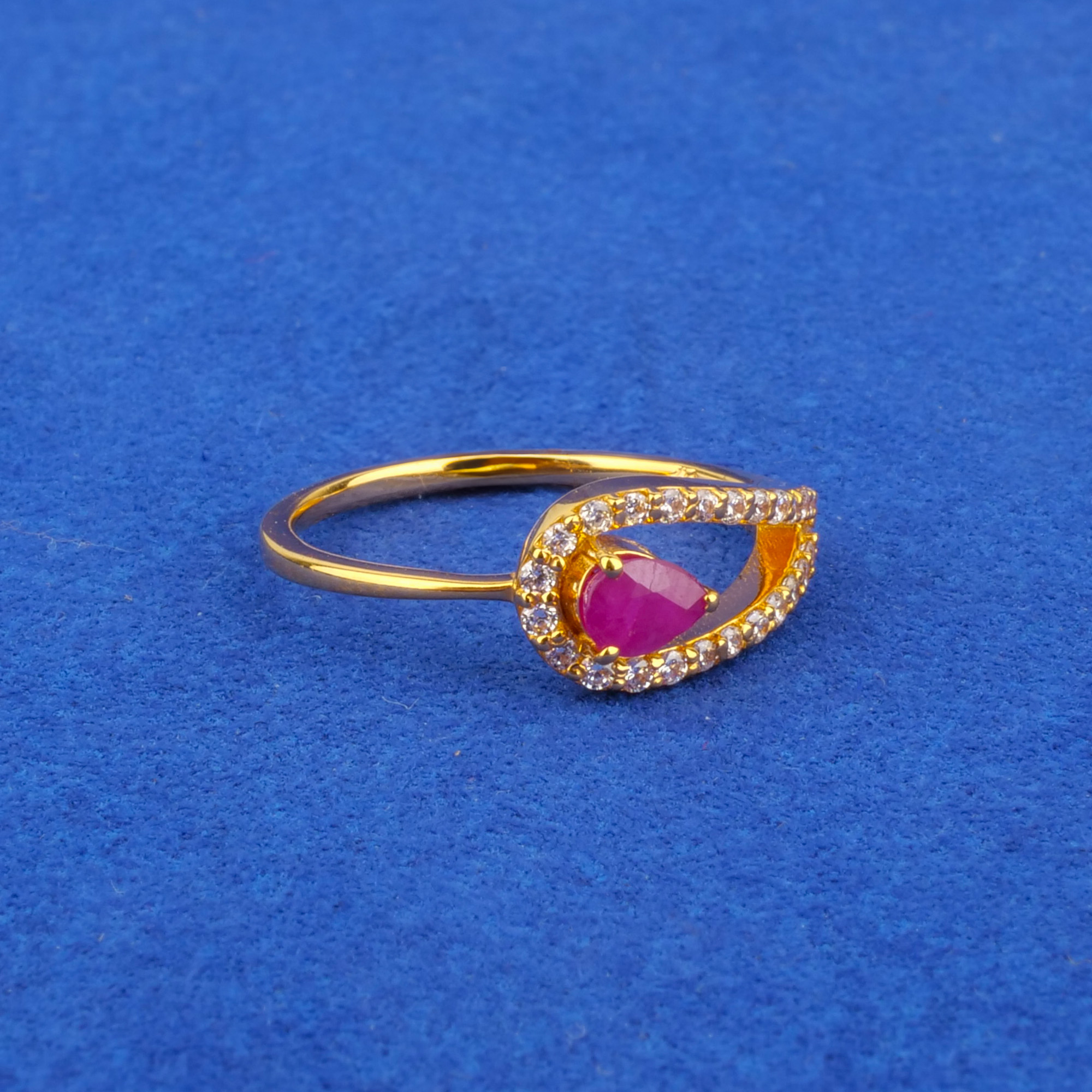 22K Gold Ruby Cubic Zirconia Ring