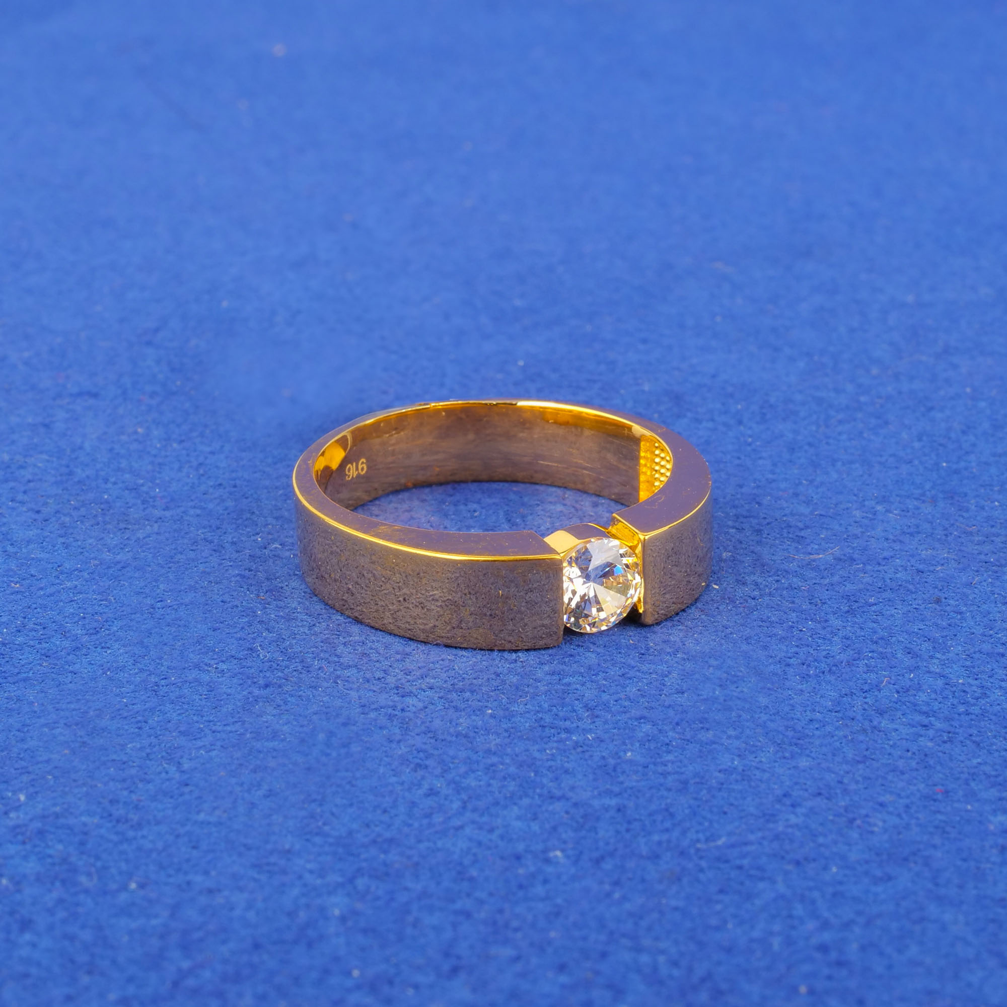 22K Gold Cubic Zirconia Men's Ring