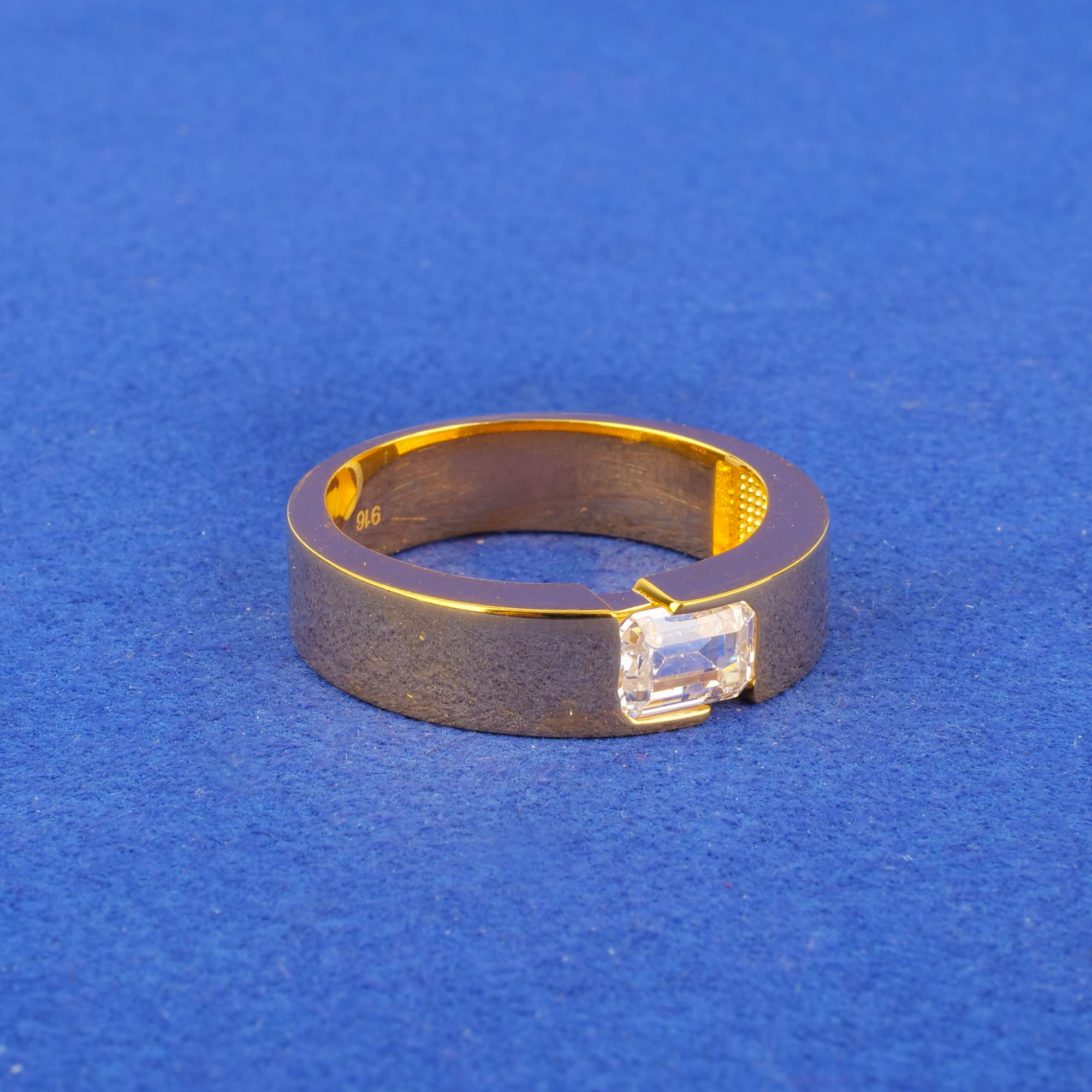 22K Gold Cubic Zirconia Men's Ring