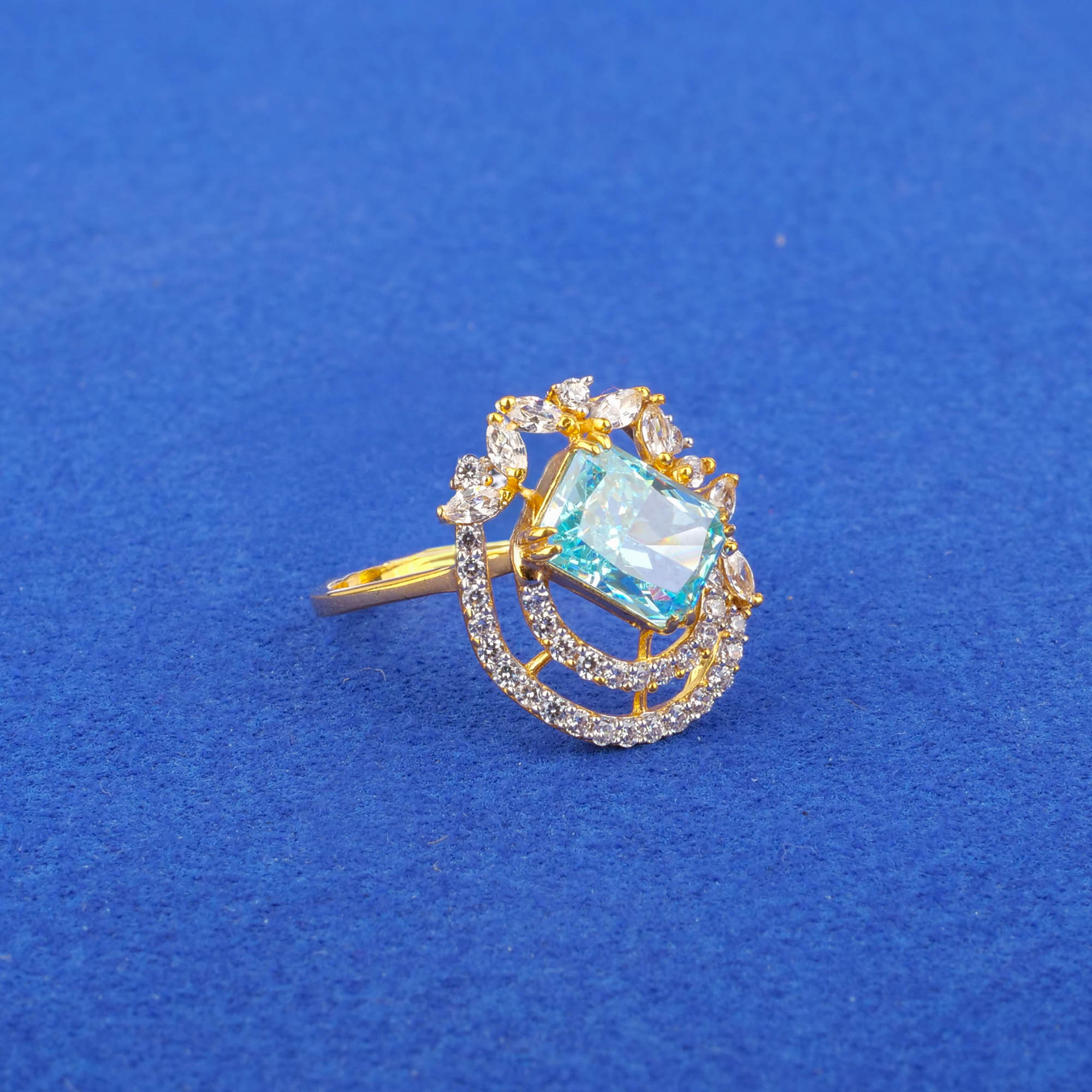 Twenty-Two Karat Gold Cubic Zirconia/Colored Stone Ring
