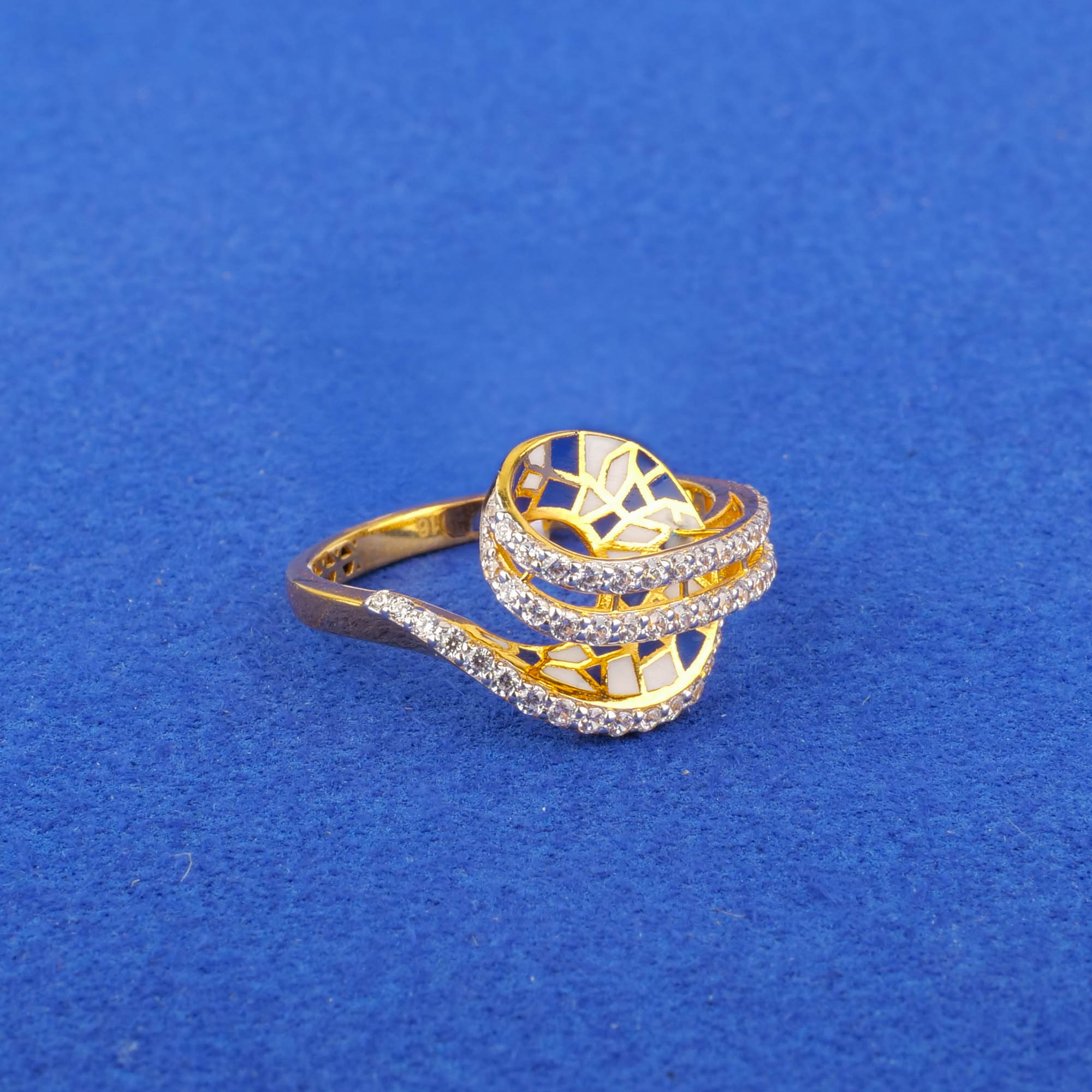 Twenty-Two Karat Gold Cubic Zirconia Ring
