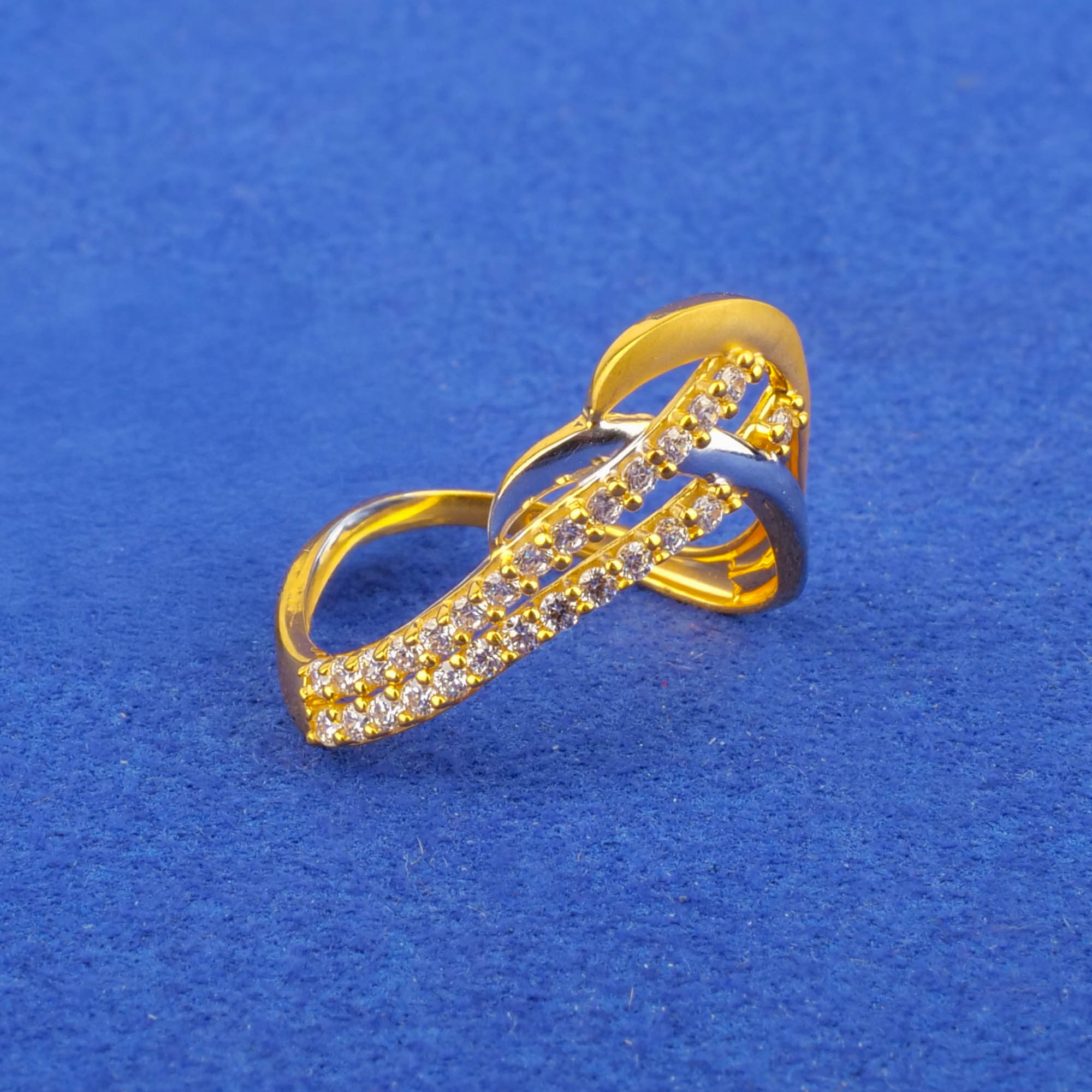 22K Two-Tone Gold Cubic Zirconia Ring