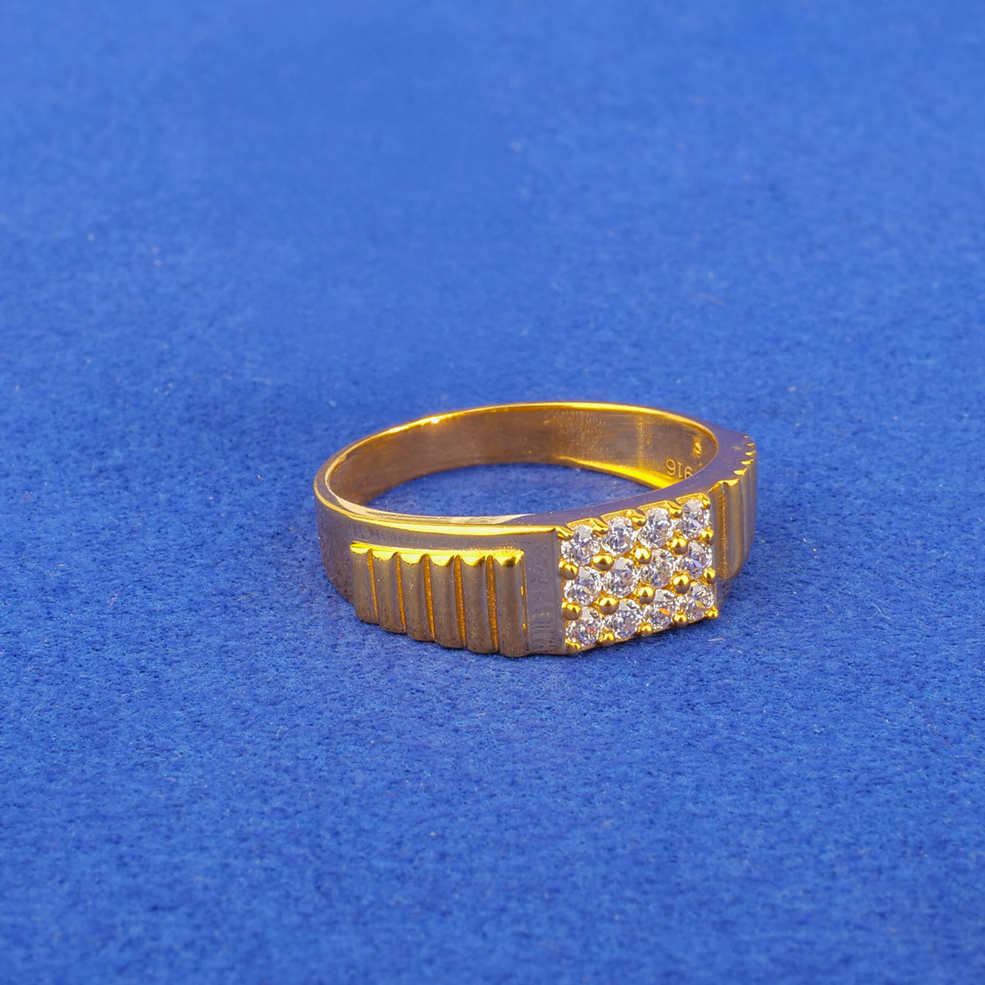 22K Gold Cubic Zirconia Men's Ring