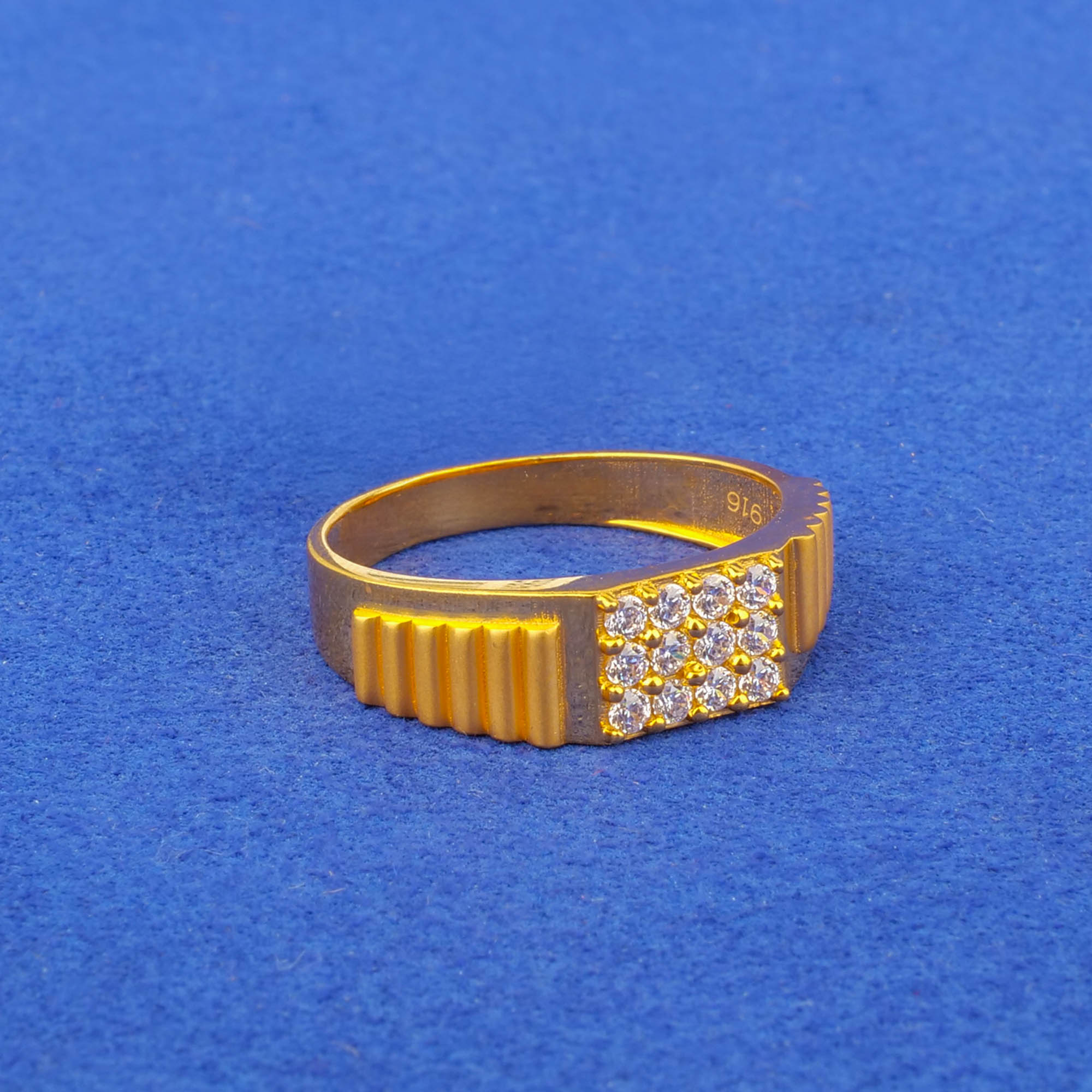 22K Gold Cubic Zirconia Men's Ring