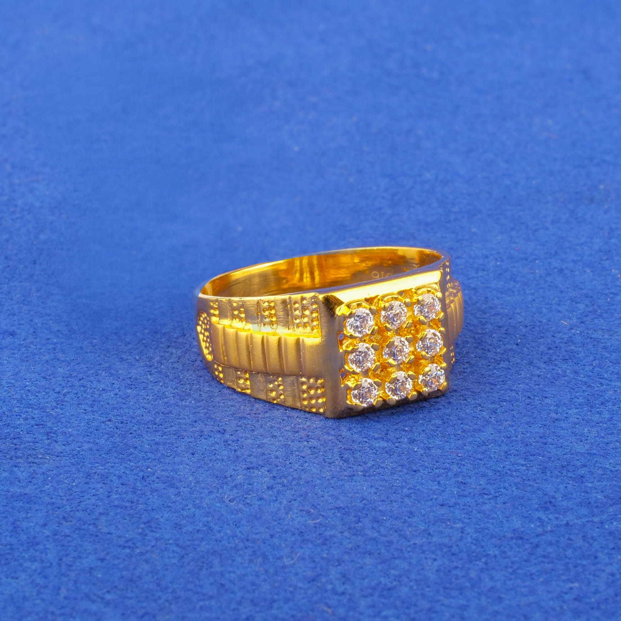 22K Gold Cubic Zirconia Men's Ring
