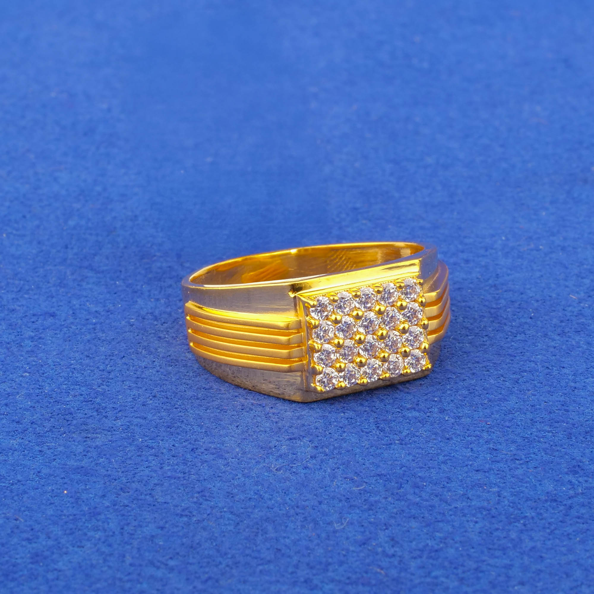 22K Gold Cubic Zirconia Men's Ring