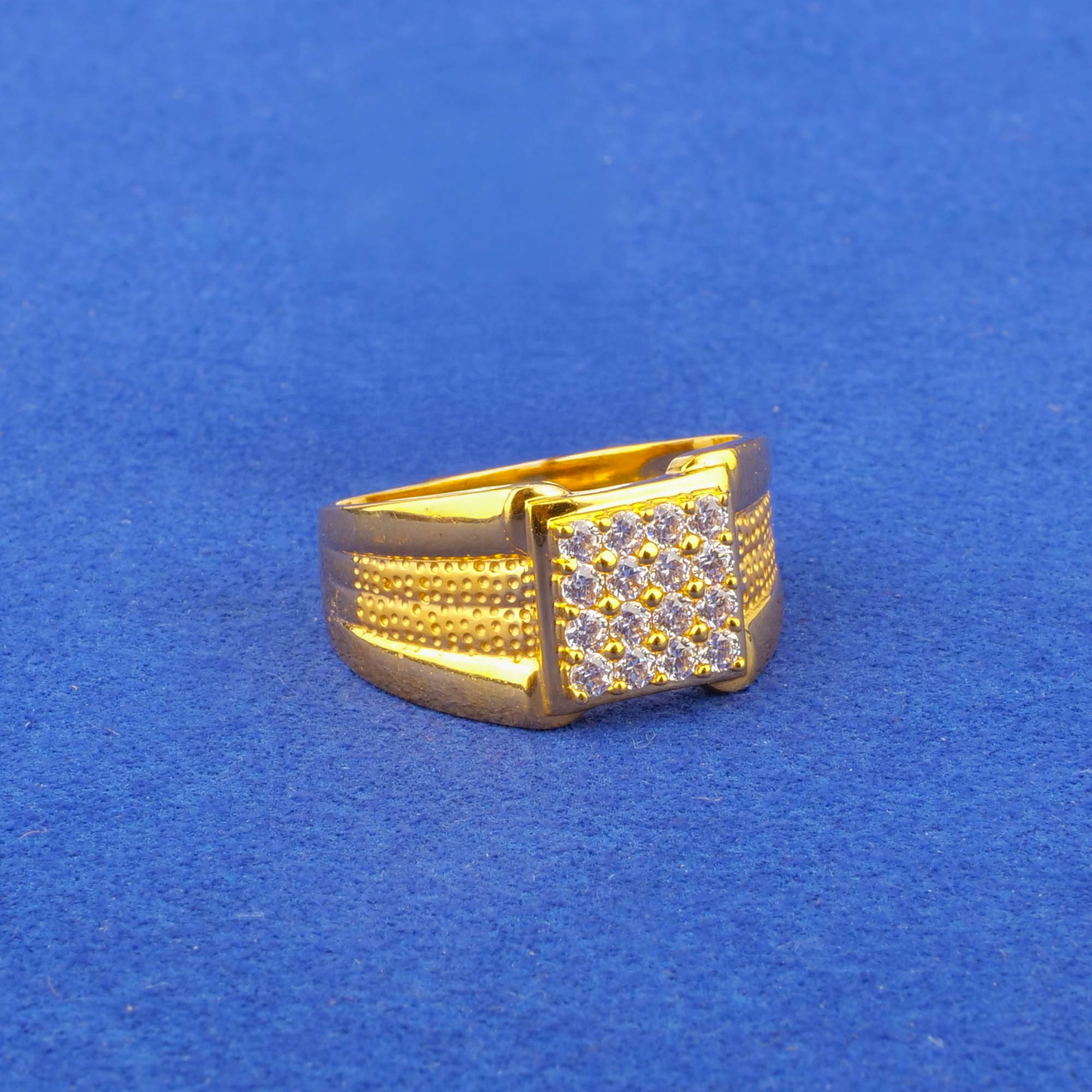 22K Gold Cubic Zirconia Men's Ring
