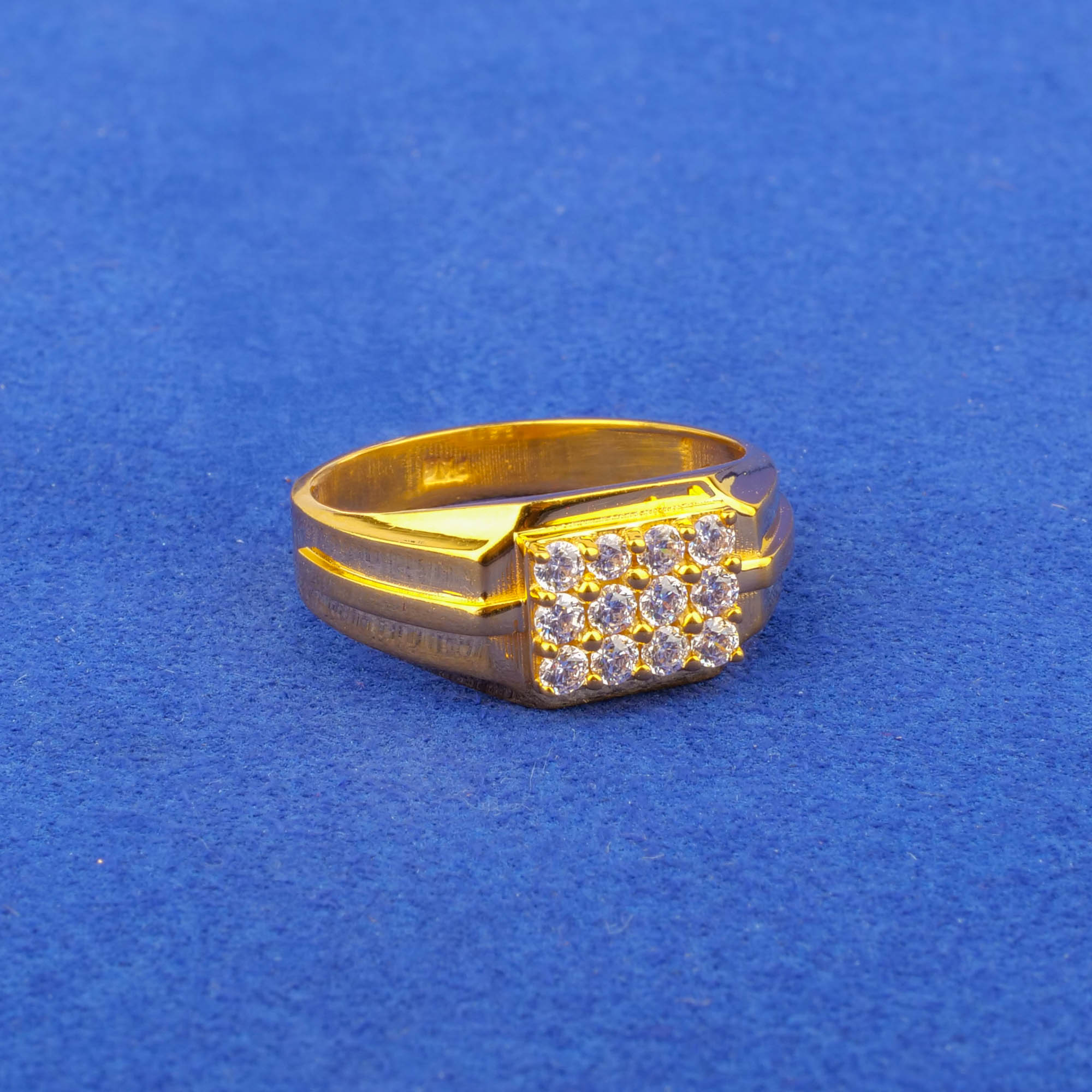 22K Gold Cubic Zirconia Men's Ring