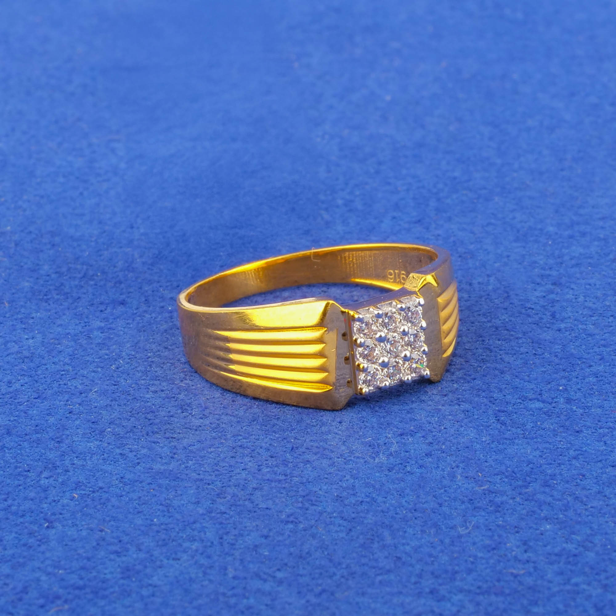 22K Gold Cubic Zirconia Men's Ring