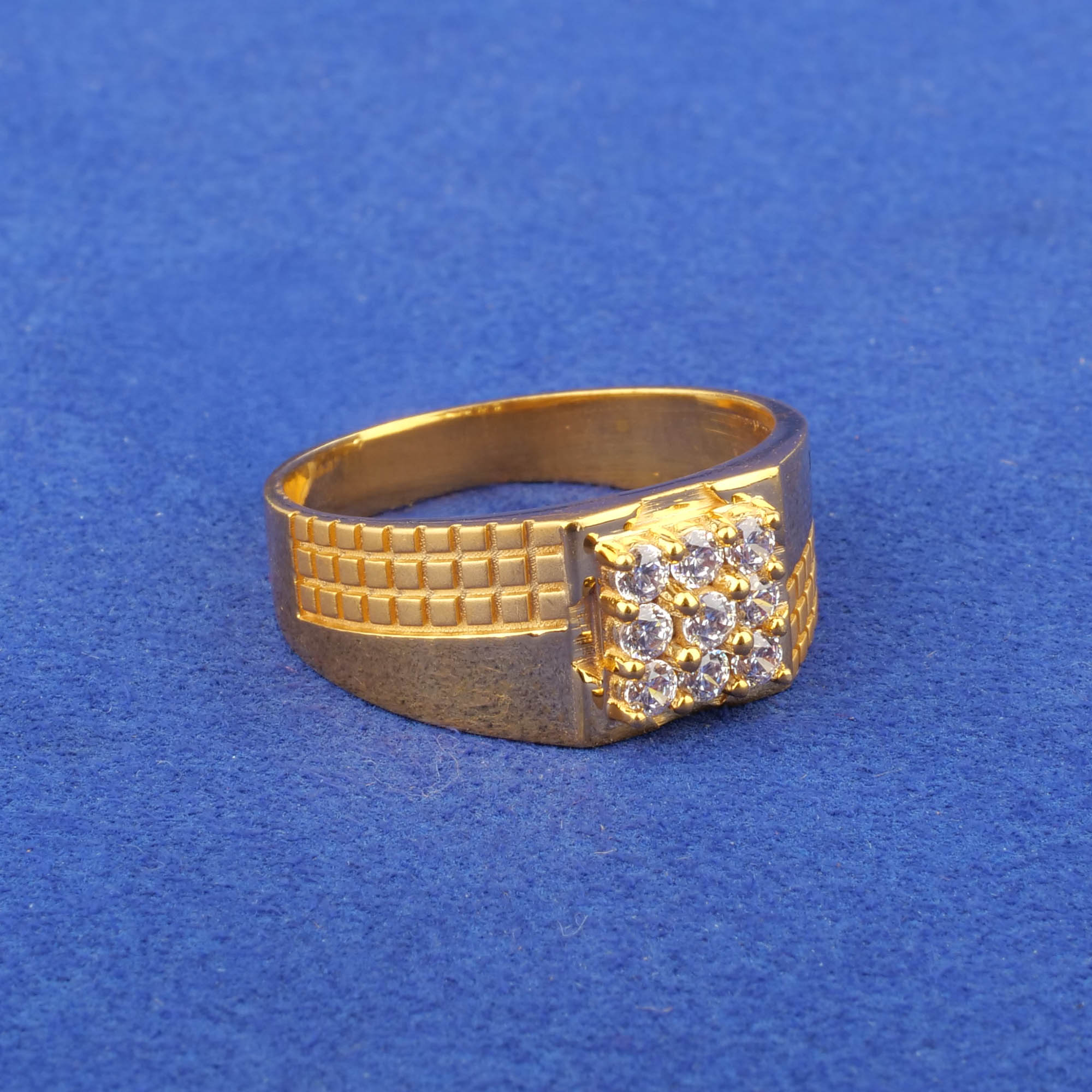 22K Gold Cubic Zirconia Men's Ring