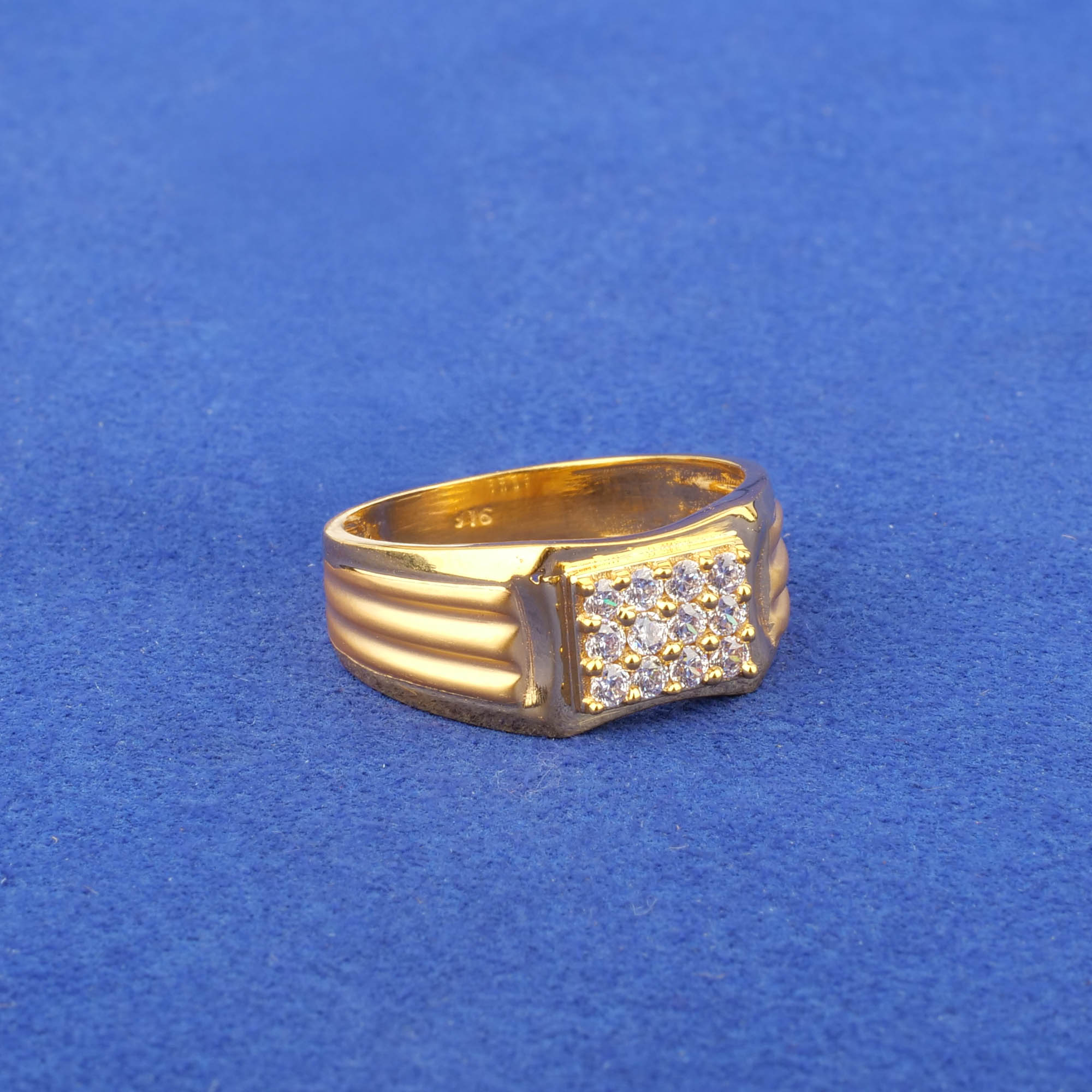 22K Gold Cubic Zirconia Men's Ring