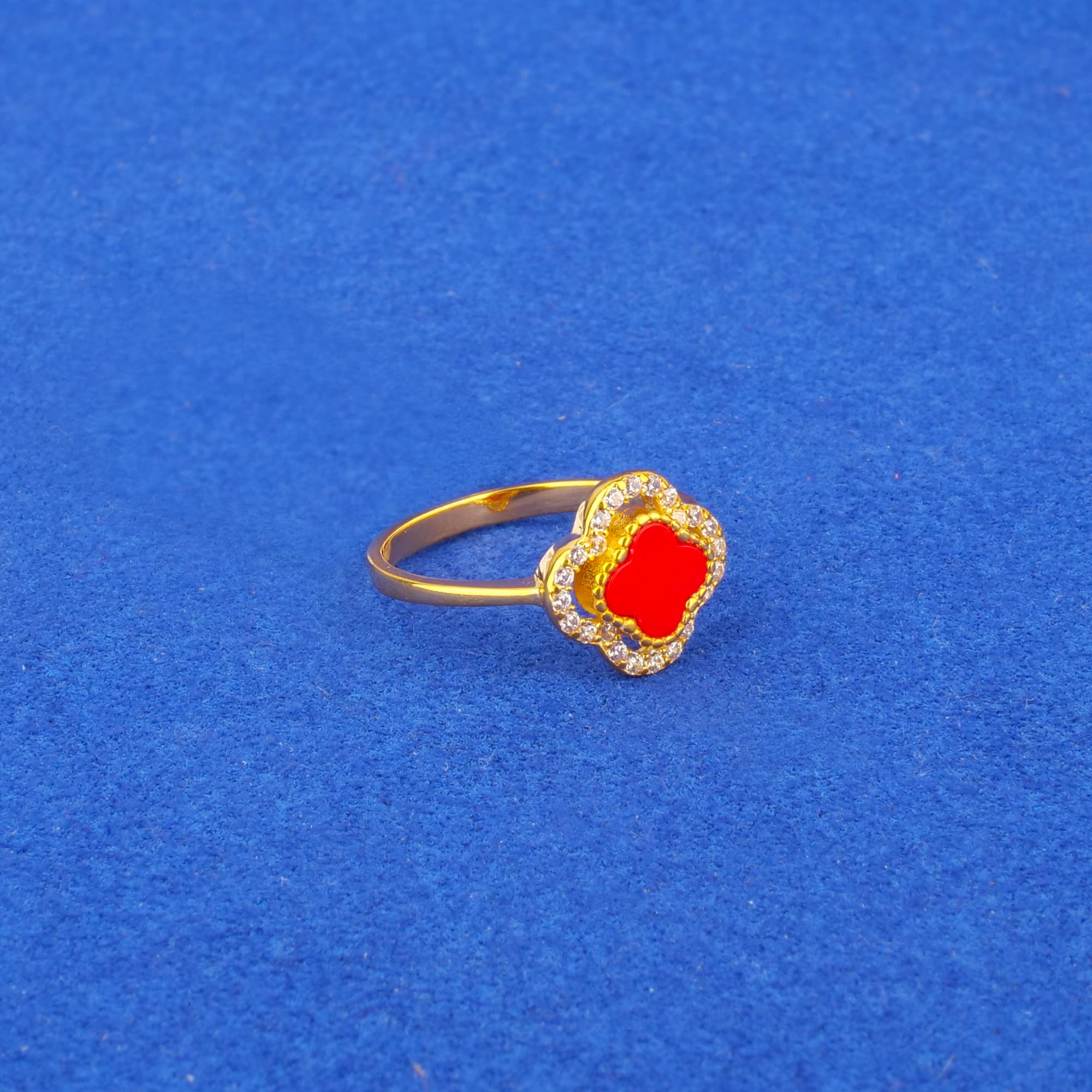 22K Gold Cubic Zirconia Carnelian Ring