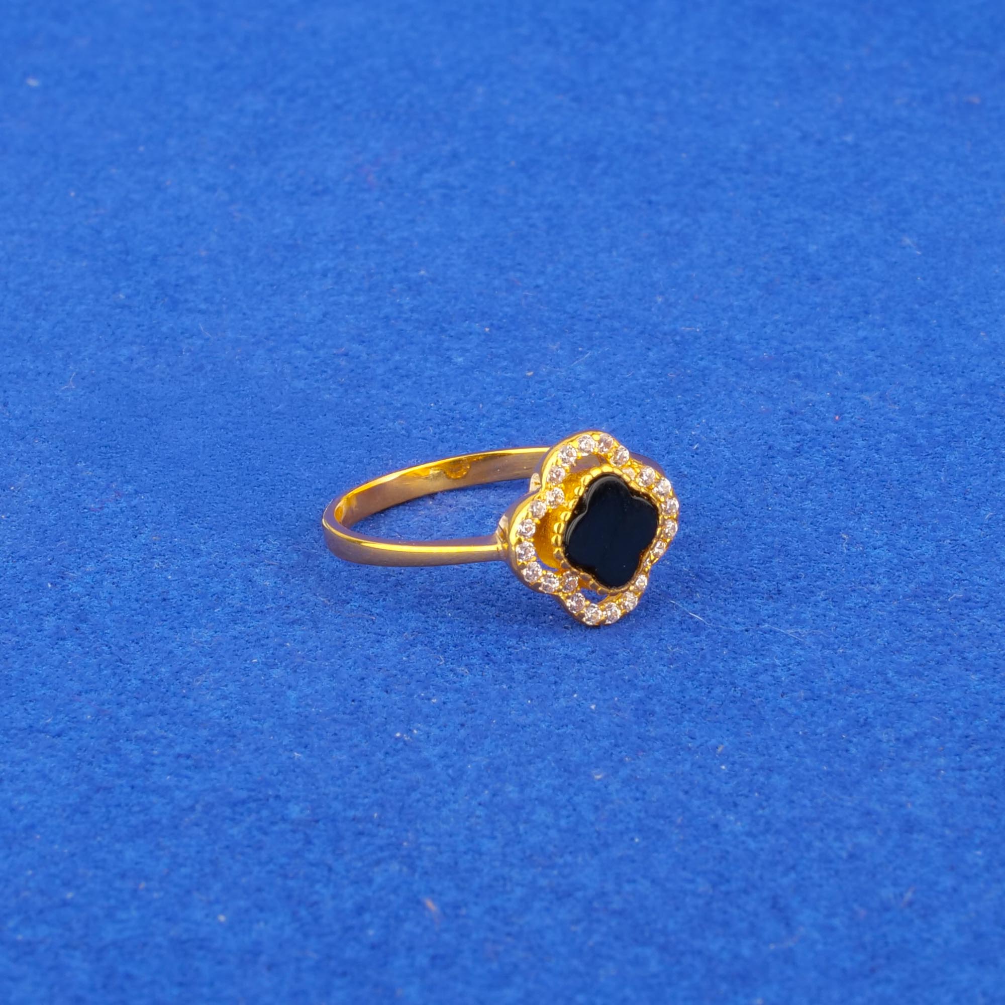 22K Gold Cubic Zirconia Onyx Ring