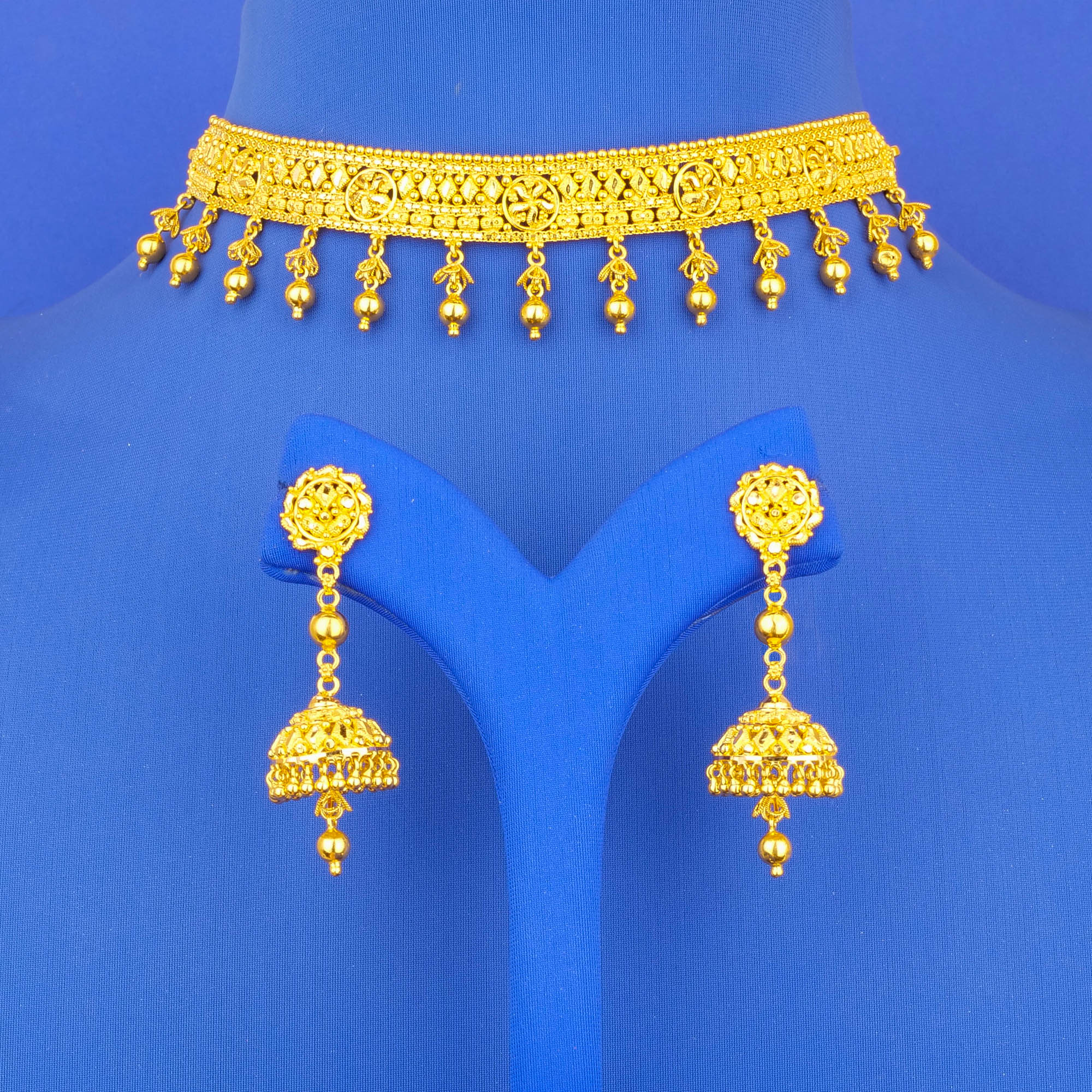 22K Gold Necklace and Earring Set