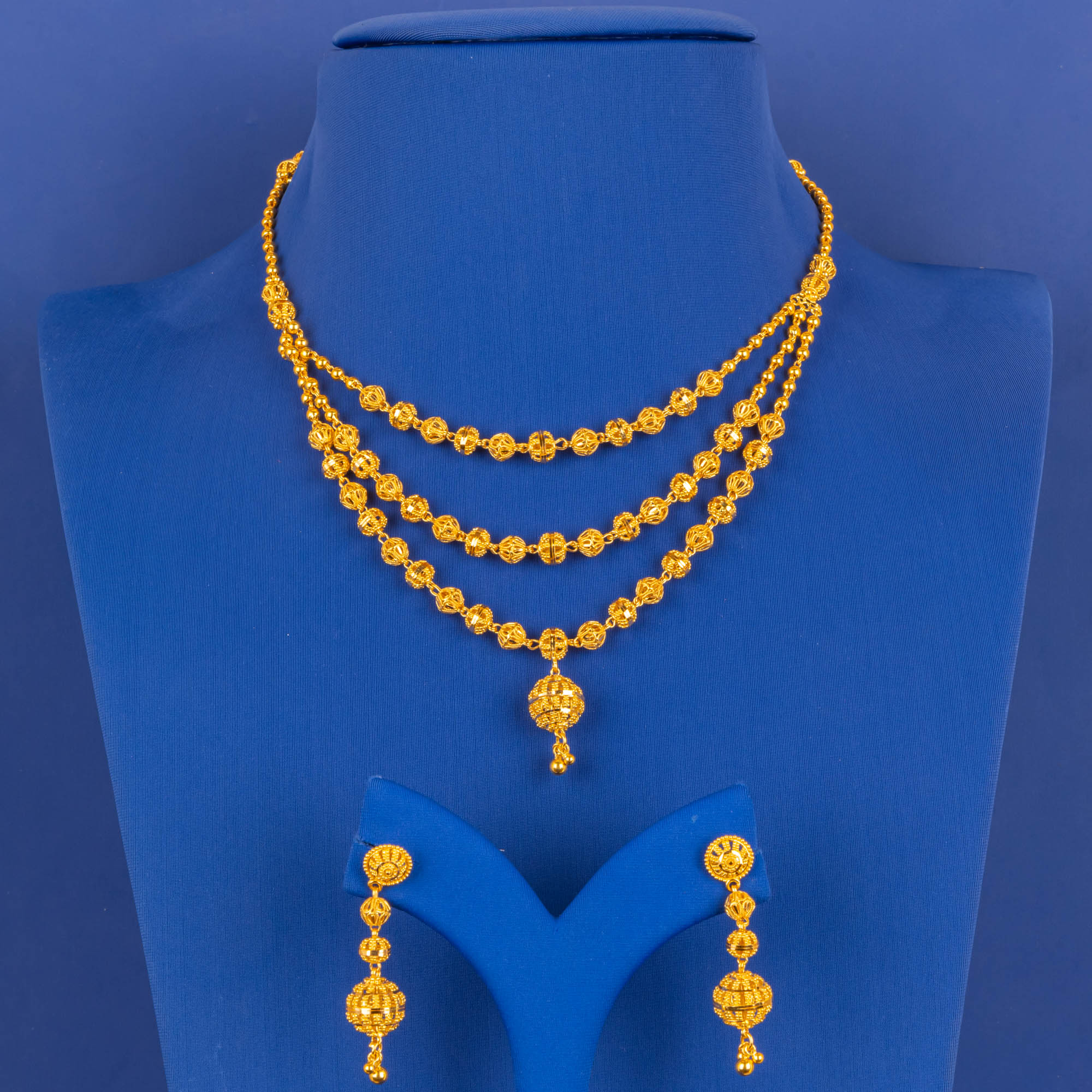 22K Gold 'Layered' Necklace and Earring Set