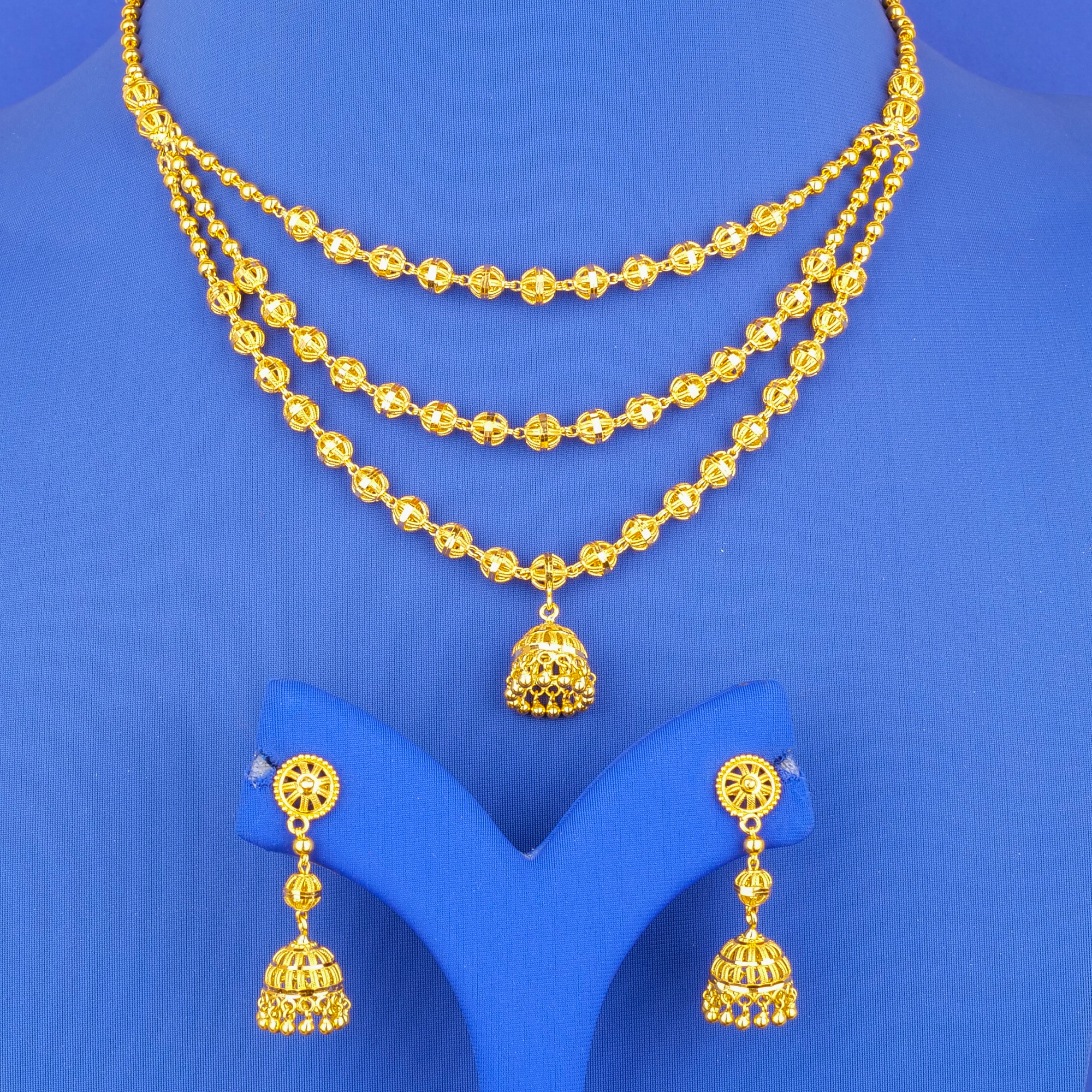 22K Gold 'Layered' Necklace and Earring Set