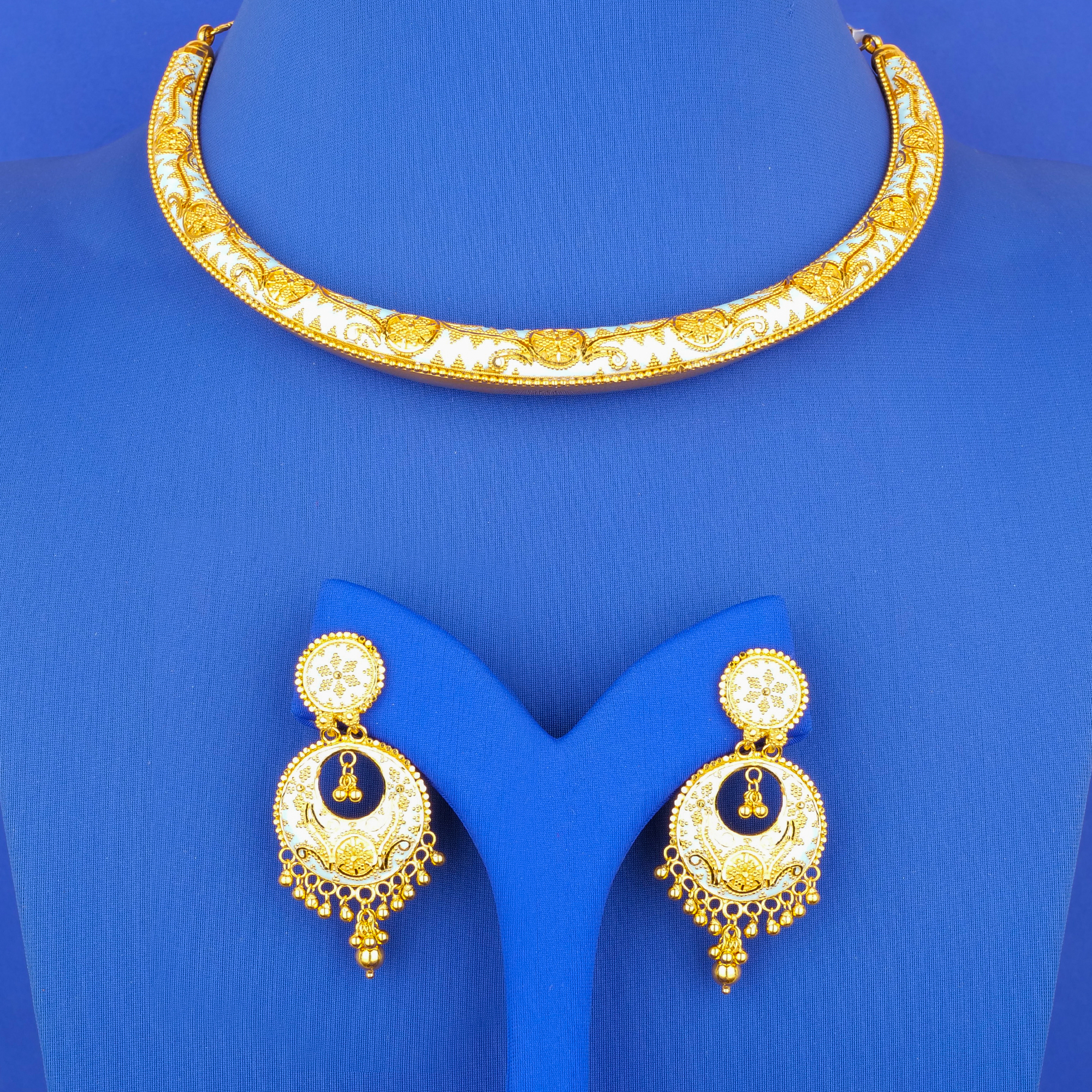 22K Minakari Gold Necklace and Earring Set