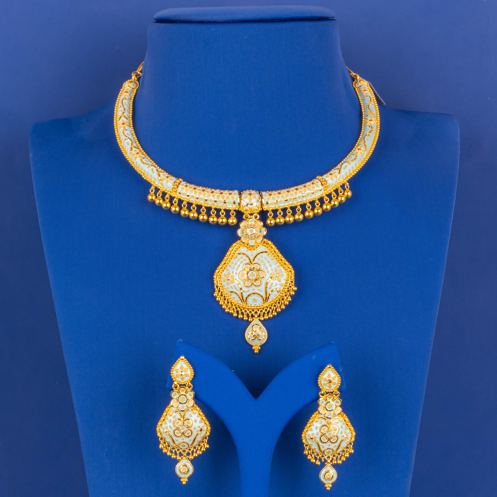 22K Minakari Gold Necklace Earring Set