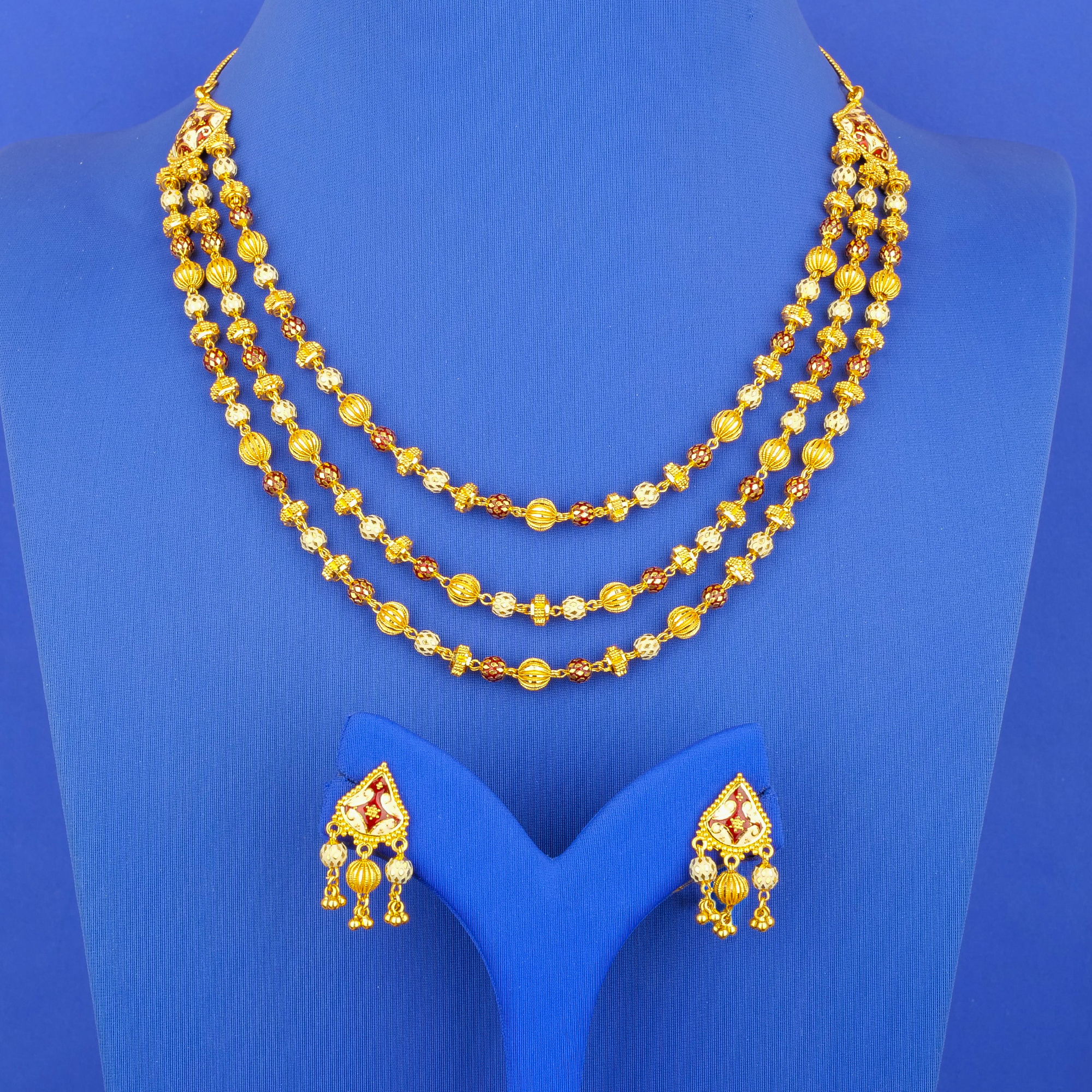 22K Minakari Gold Necklace and Earring Set