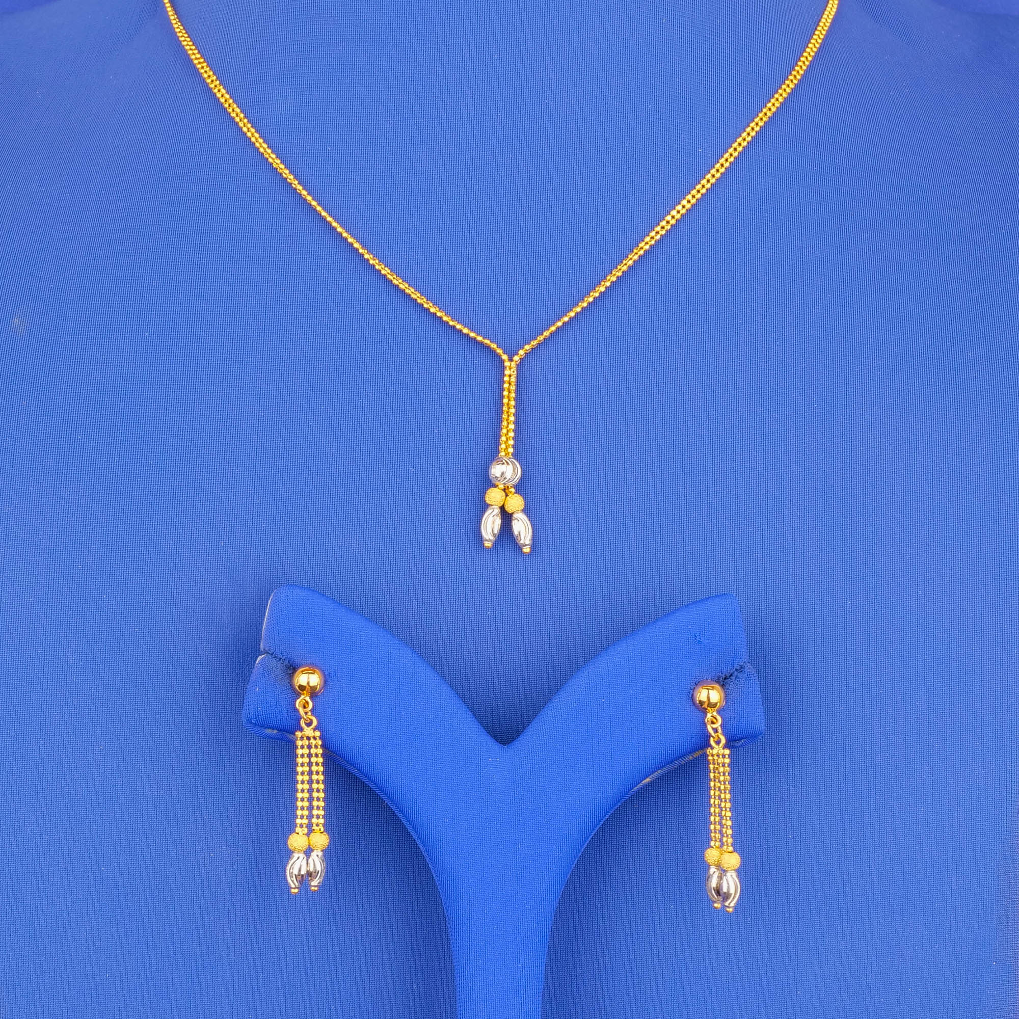 22K Gold Two-Tone Necklace and Earring Set
