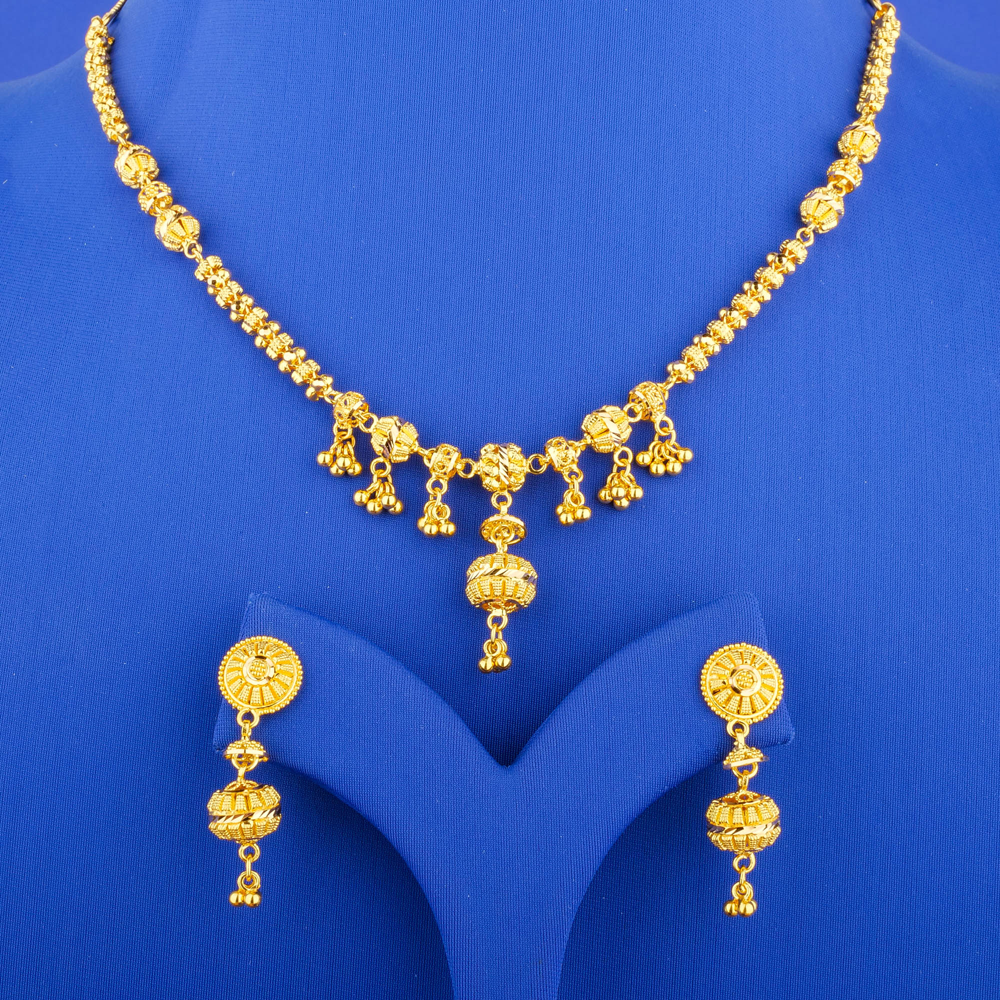 22K Gold Necklace and Earring Set