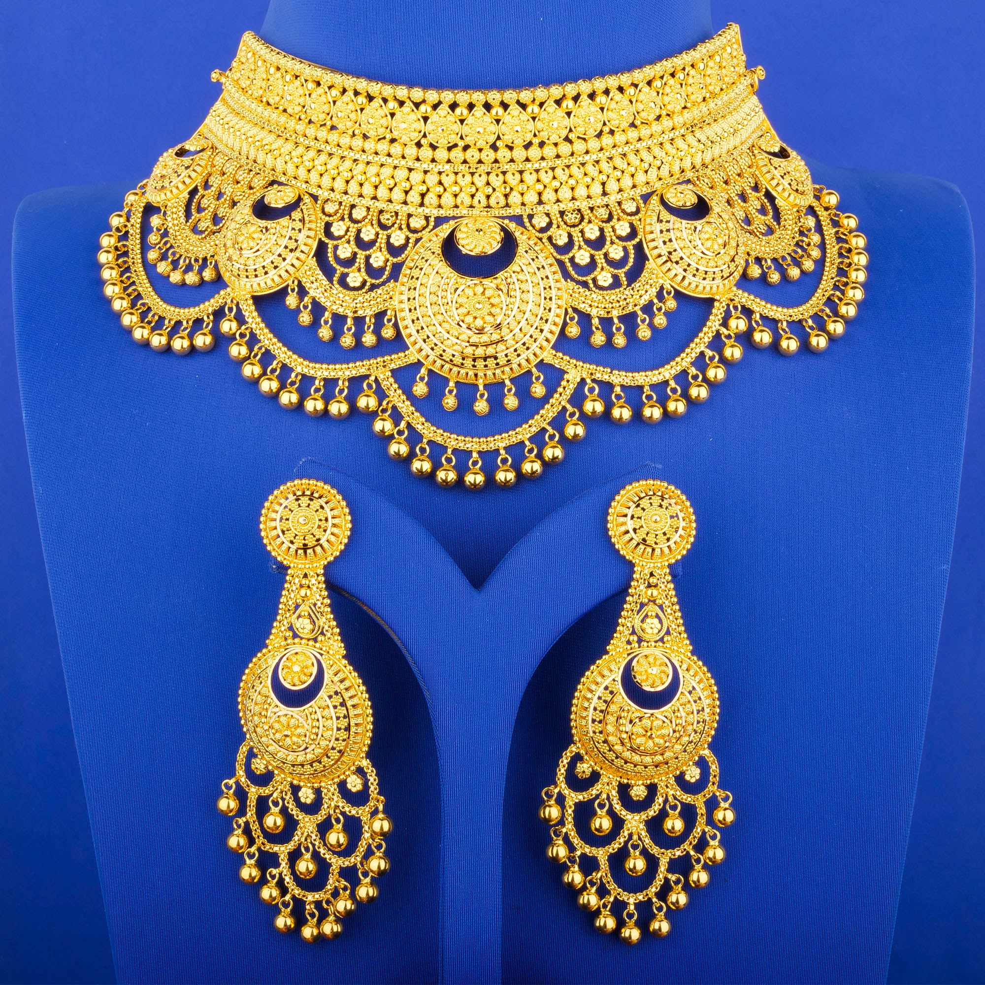 22K Gold Necklace and Earring Set