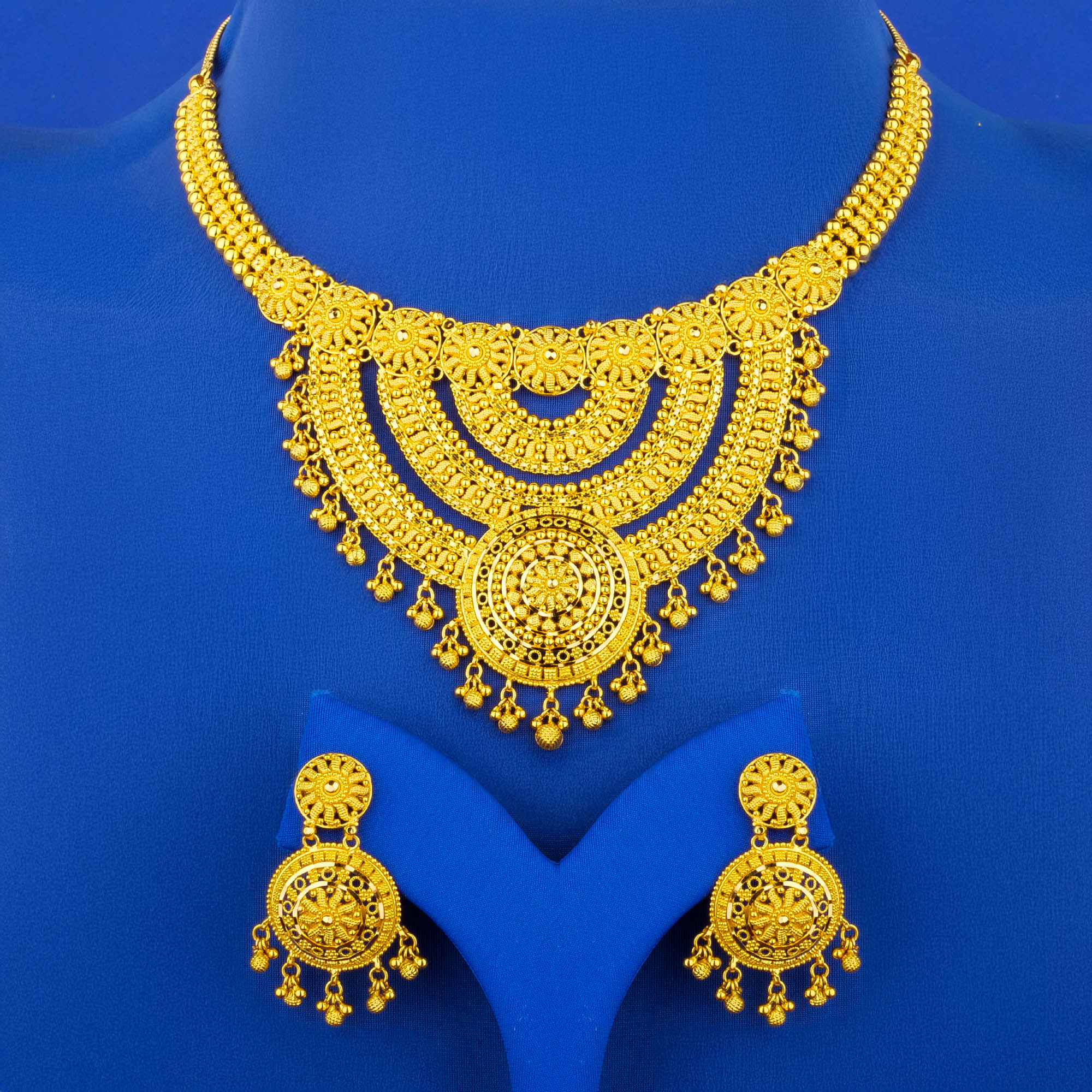 22K Gold Necklace Earring Set