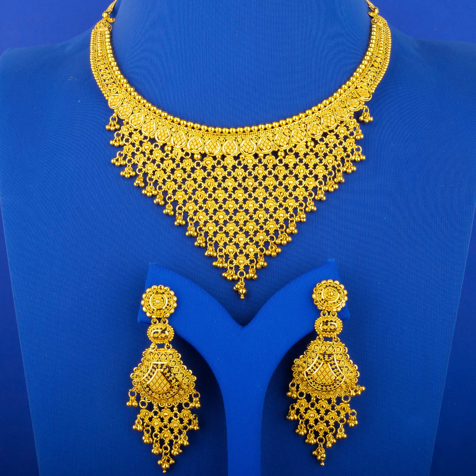 22K Gold Necklace Earring Set