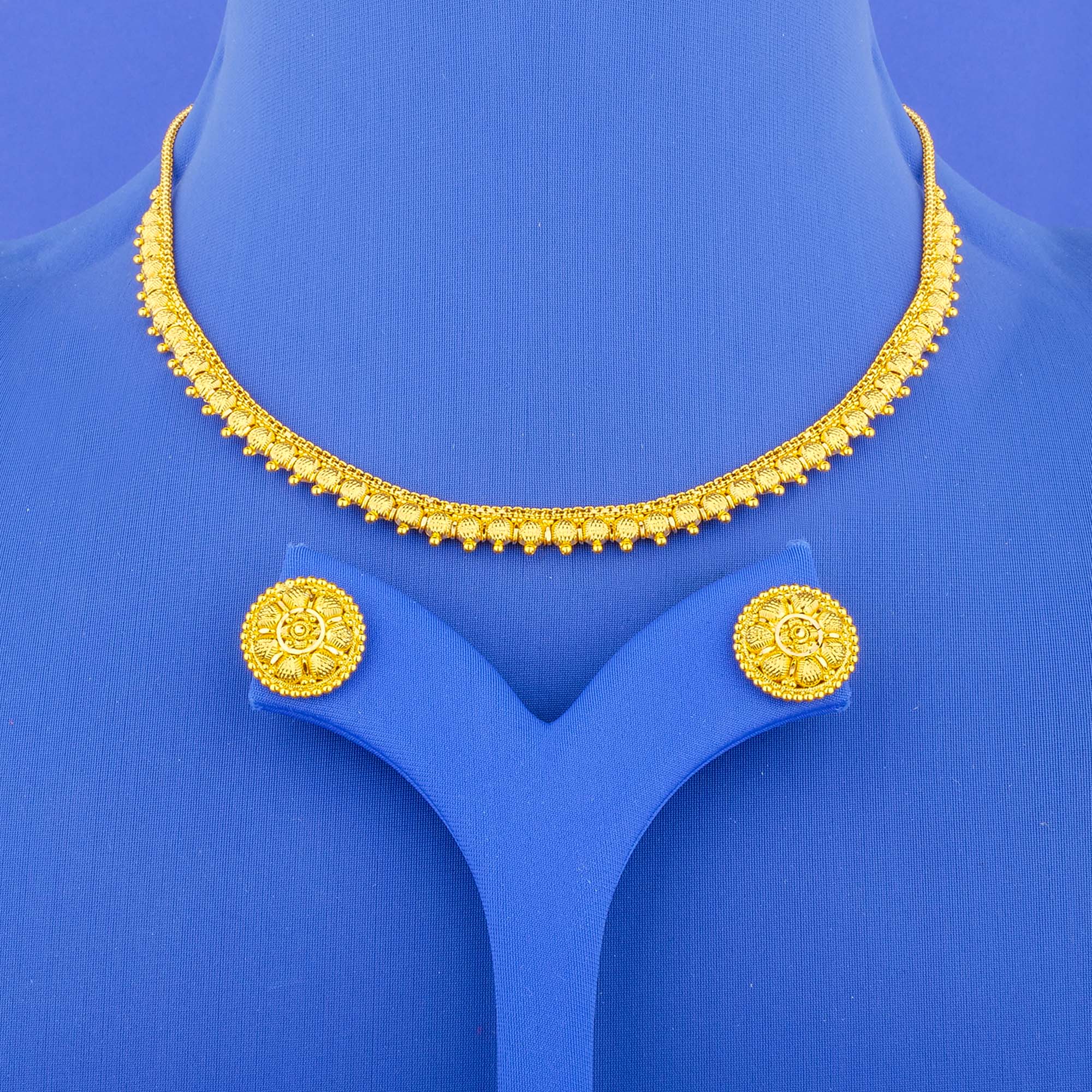 22K Gold Necklace Earring Set