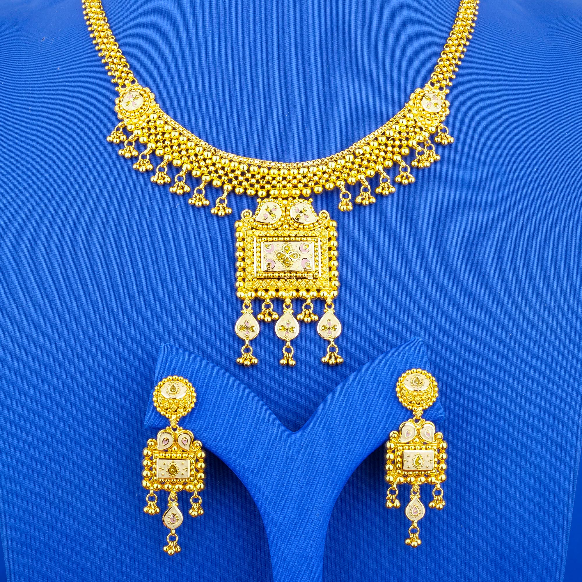 22K Minakari Gold Necklace Earring Set